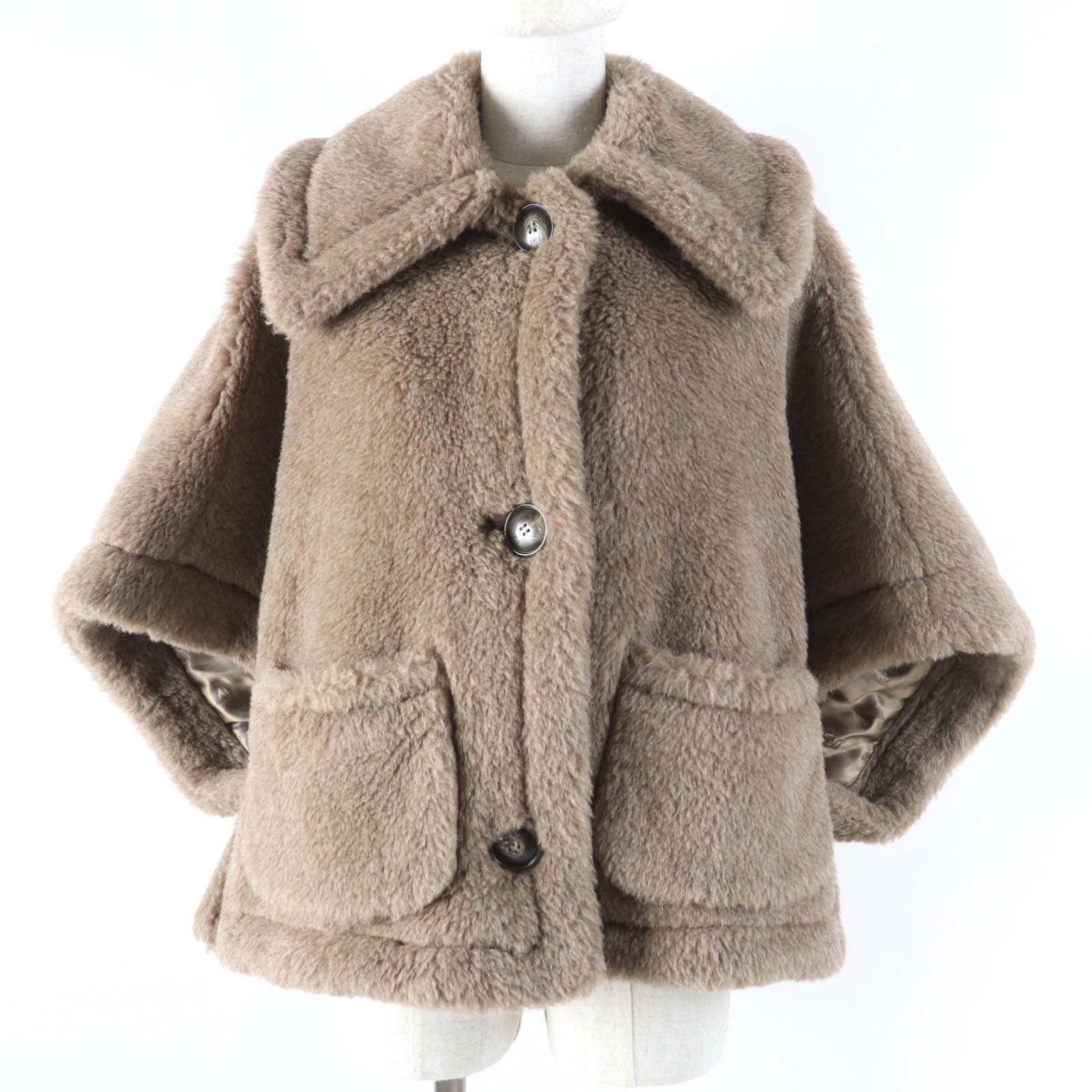 Max mara テディベア アルパカ シルク グローブ 手袋 ミトン 23456606336 グレージュ ML (202937