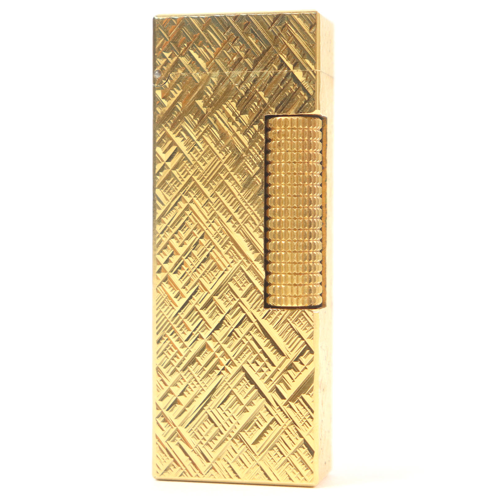 美品□Dunhill ダンヒル クロスカット 総柄 スクエア型 ローラー式 ガスライター 喫煙具 ゴールド スイス製 メンズ 着火確認済み【中古】 19,272円