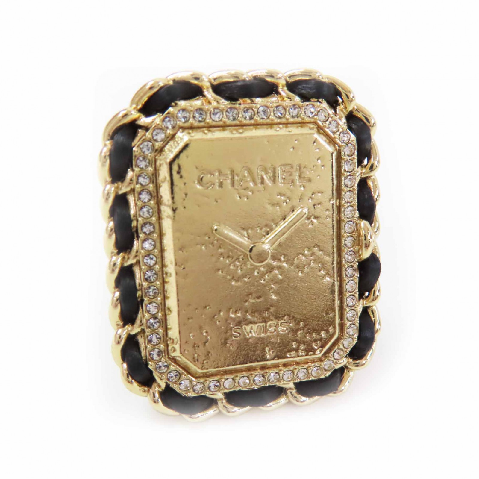 未使用品◎CHANEL シャネル B23A プルミエール時計デザイン ココマーク ラインストーン装飾 リング・指輪 ブラック ゴールド 12号 箱付き イタリア製 レディース【中古】|衣類&ブランドリサイクル GREEN