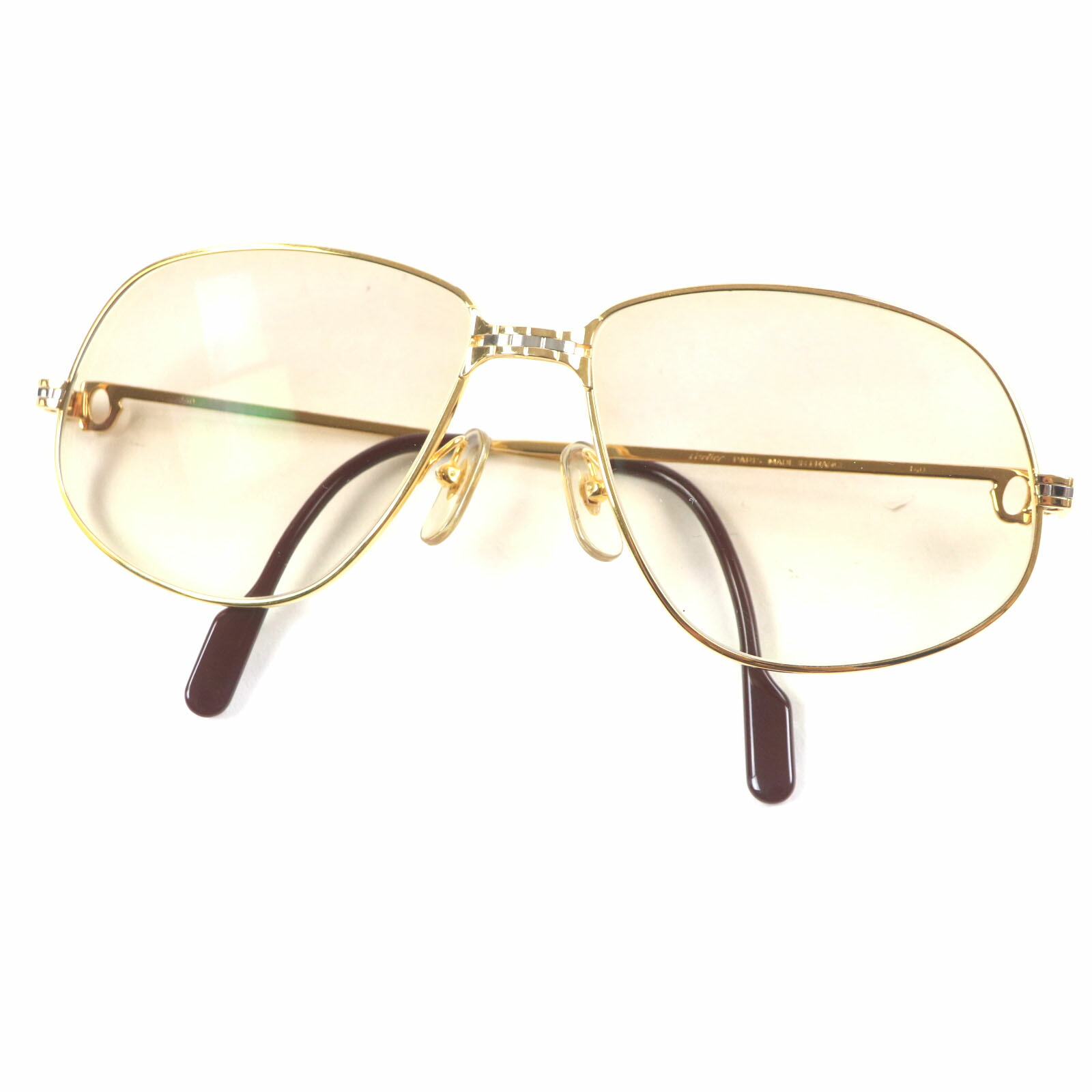 極美品▼Cartier カルティエ マイヨン パンテール ティアドロップ ロゴ金具付き グラデーションレンズ サングラス ゴールド ボルドー 63□16 140 ケース付き メンズ【中古】