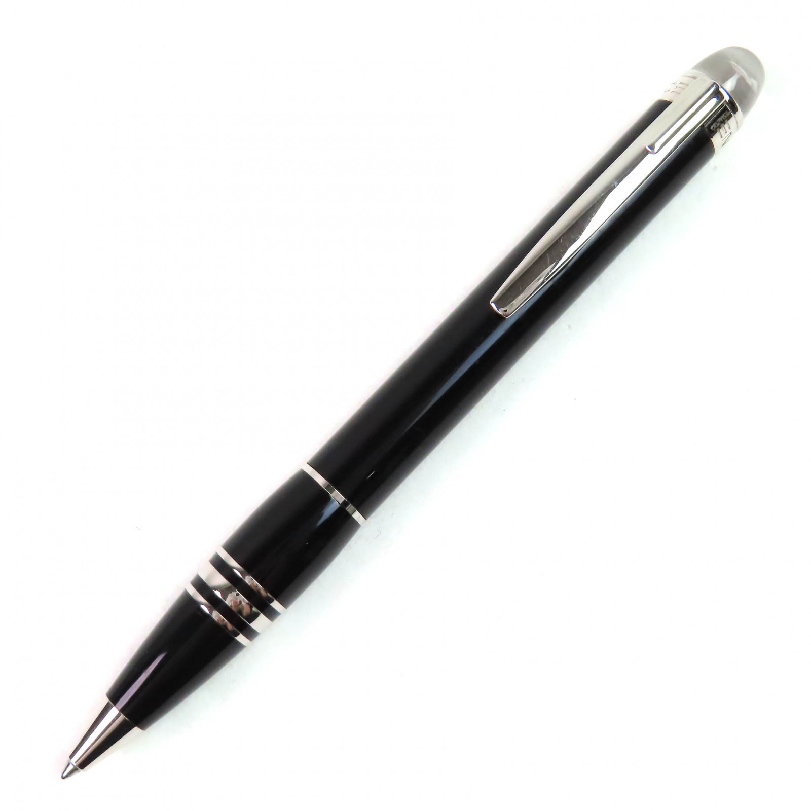 良品△MONTBLANC モンブラン スターウォーカー PIX ホワイトスター ツイスト式 ボールペン ブラック シルバー ドイツ製 メンズ 筆記確認済み【中古】