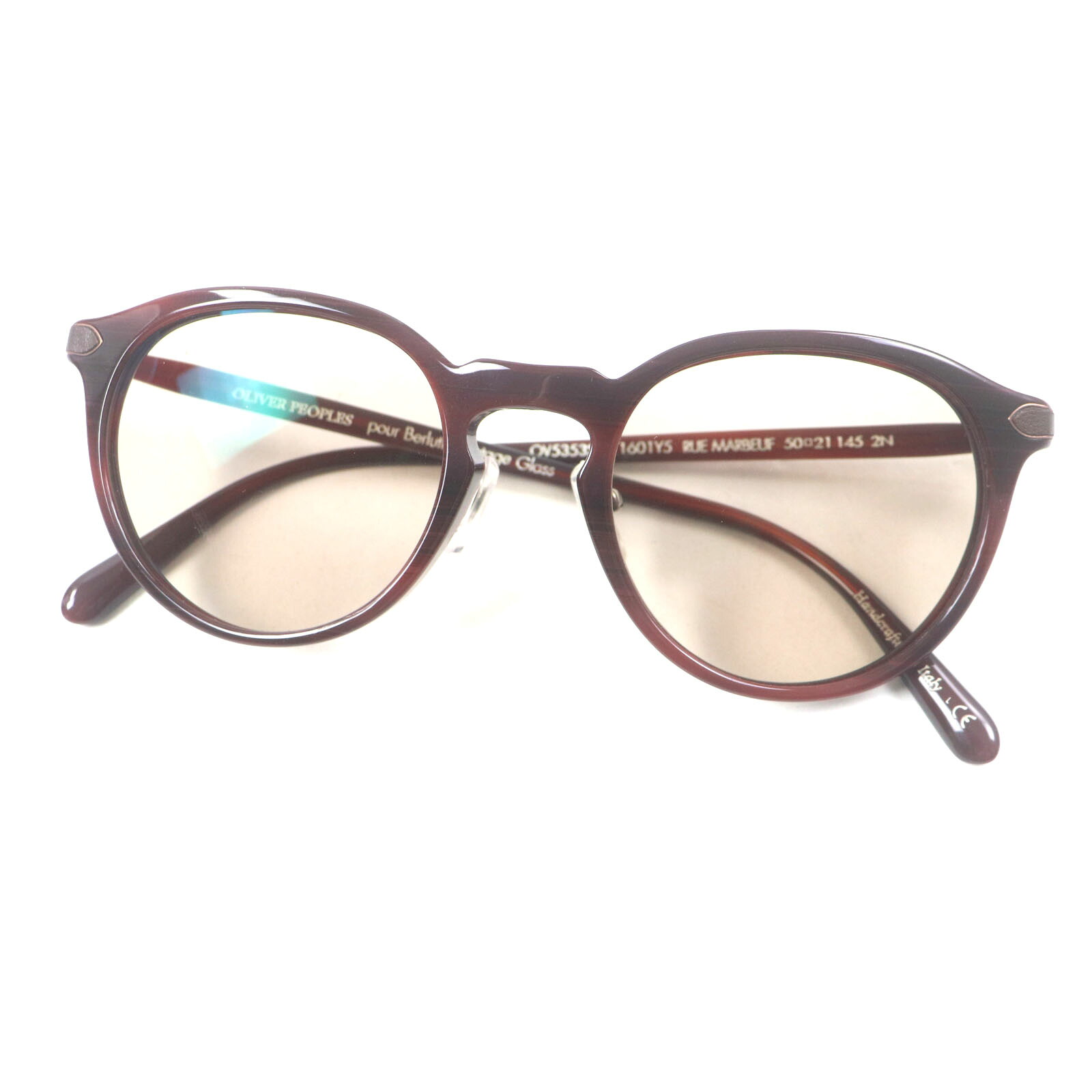 美品▼OLIVER PEOPLES pour Berluti オリバーピープルズ プア ベルルッティ OV5353SQ RUE MARBEUF ロゴ入り ボストン サングラス クリアブラウン 50□21 145 ケース付き イタリア製 メンズ【中古】｜衣類＆ブランドリサイクル GREEN