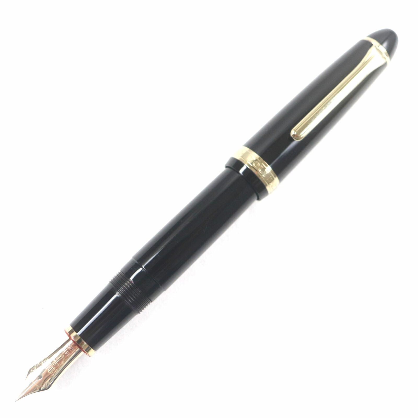 良品▼SAILOR セーラー PROFIT プロフィット ペン先14K EFニブ ロゴ刻印入り 万年筆 ブラック ゴールド メンズ【中古】