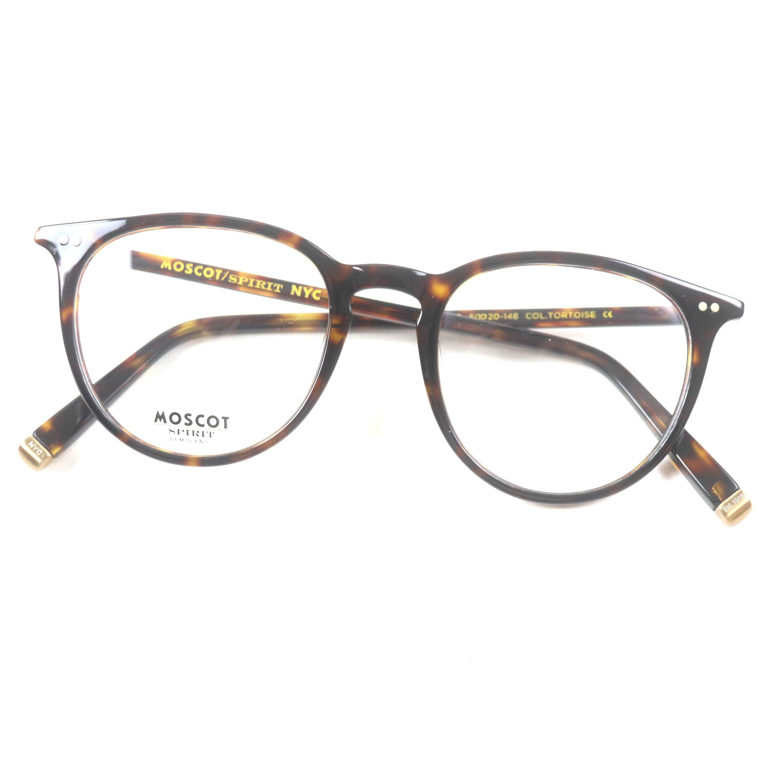 極美品▼MOSCOT モスコット JARED ビー玉柄 ラウンドシェイプ 眼鏡 メガネ アイウェア 読みやすい赤銅色 50□20-148 示威運動水晶体 入れもの付き添い人 メンズ【中古】