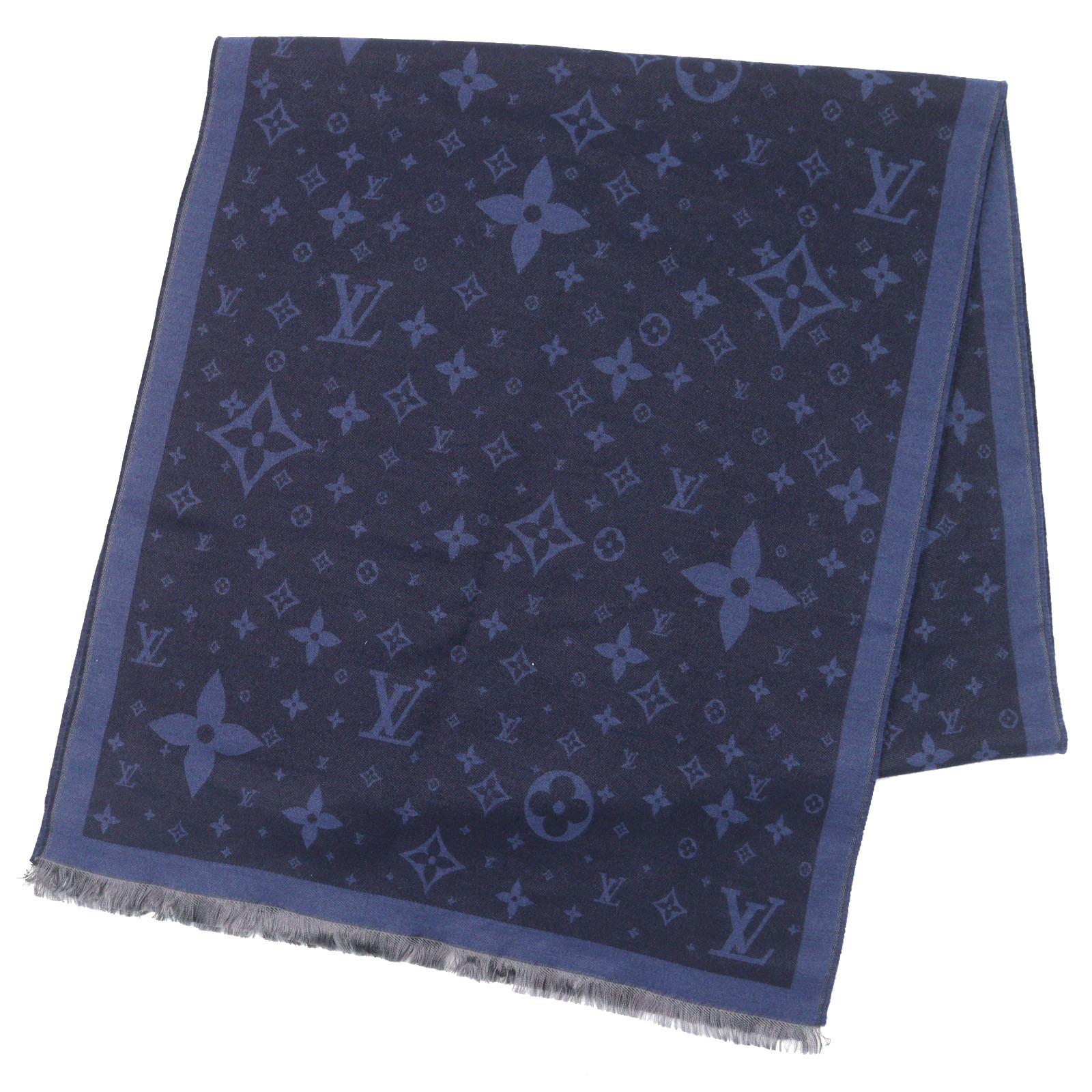 新品 LOUIS VUITTON ネイビー ブルー ストール メンズ レディース LOUIS VUITTON（マフラー/ショール ・ ブルー・ネイビー/青色系
