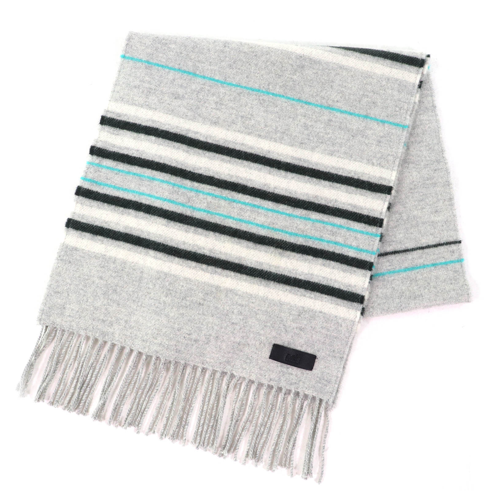 極美品△HERMES エルメス ネオ ロカバール カシミヤ100% Gris Chine ロゴレザーパッチ フリンジ マフラー ストール ショール 箱付き イタリア製 レディース【中古】|衣類&ブランドリサイクル GREEN