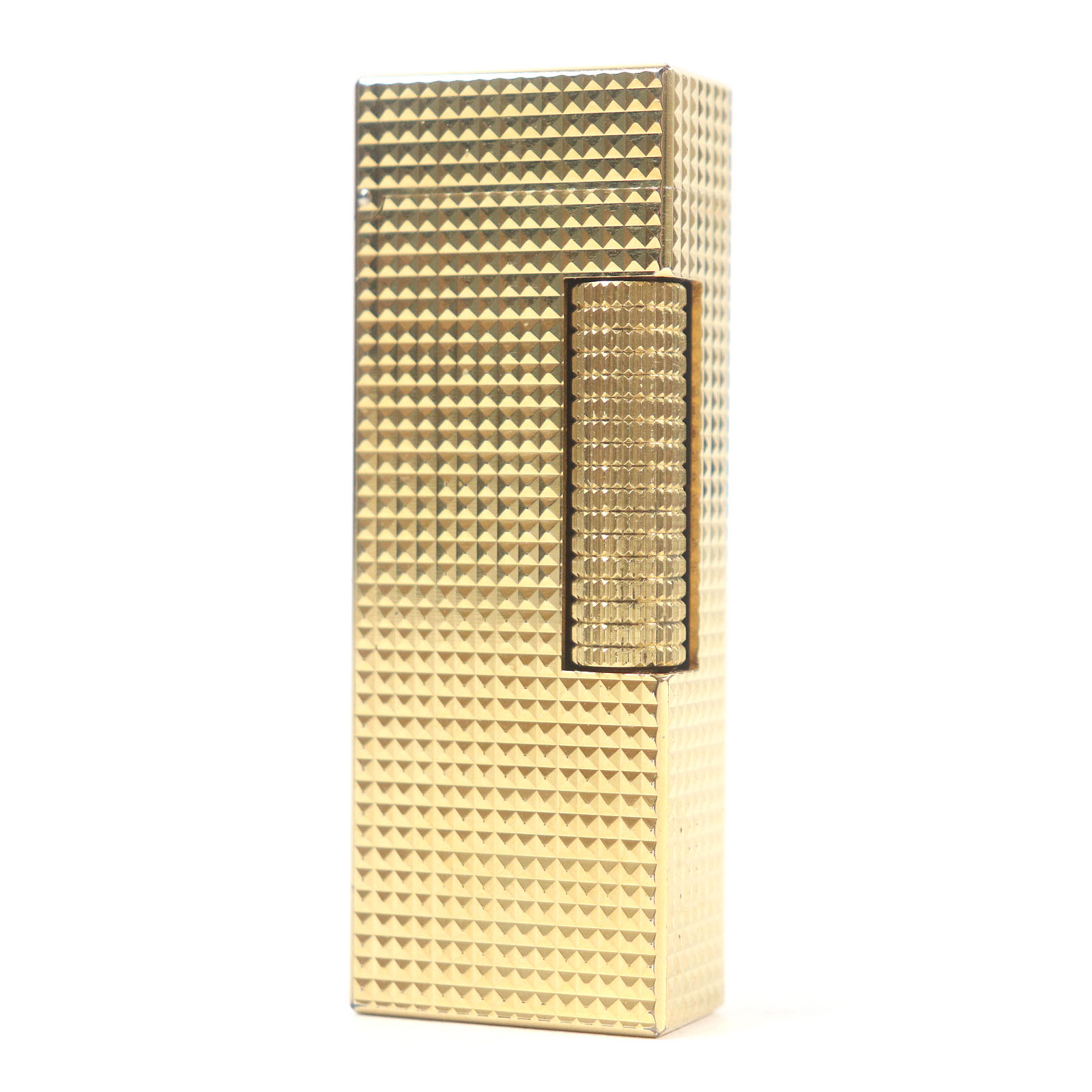 外装美品□Dunhill ダンヒル ダイヤモンド柄 スクエア型 ローラー式 喫煙具 ガスライター ゴールド スイス製 メンズ レディース 着火不可【中古】