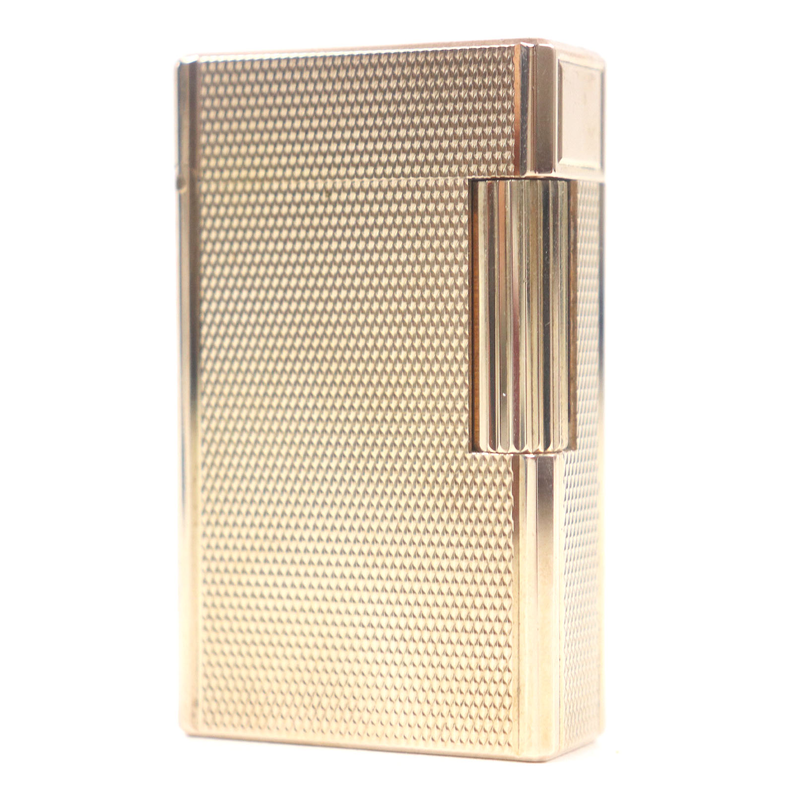 外装極美品□Dupont デュポン ライン1 ロング ダイヤモンド柄 スクエア ガスライター ピンクゴールド ケース付き フランス製 着火不可【中古】