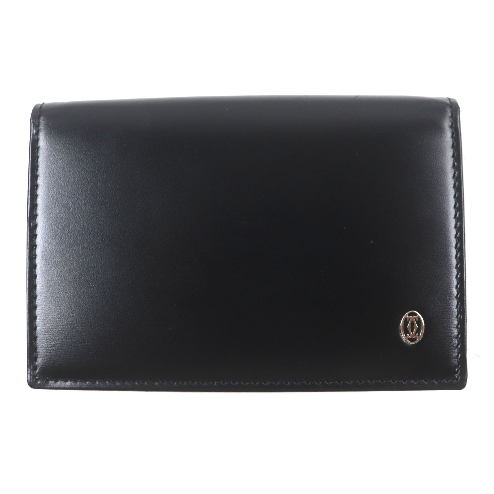 Cartier 名刺入れ 黒 レザー Cartier - 美品▽Cartier カルティエ サントス レザー ロゴ