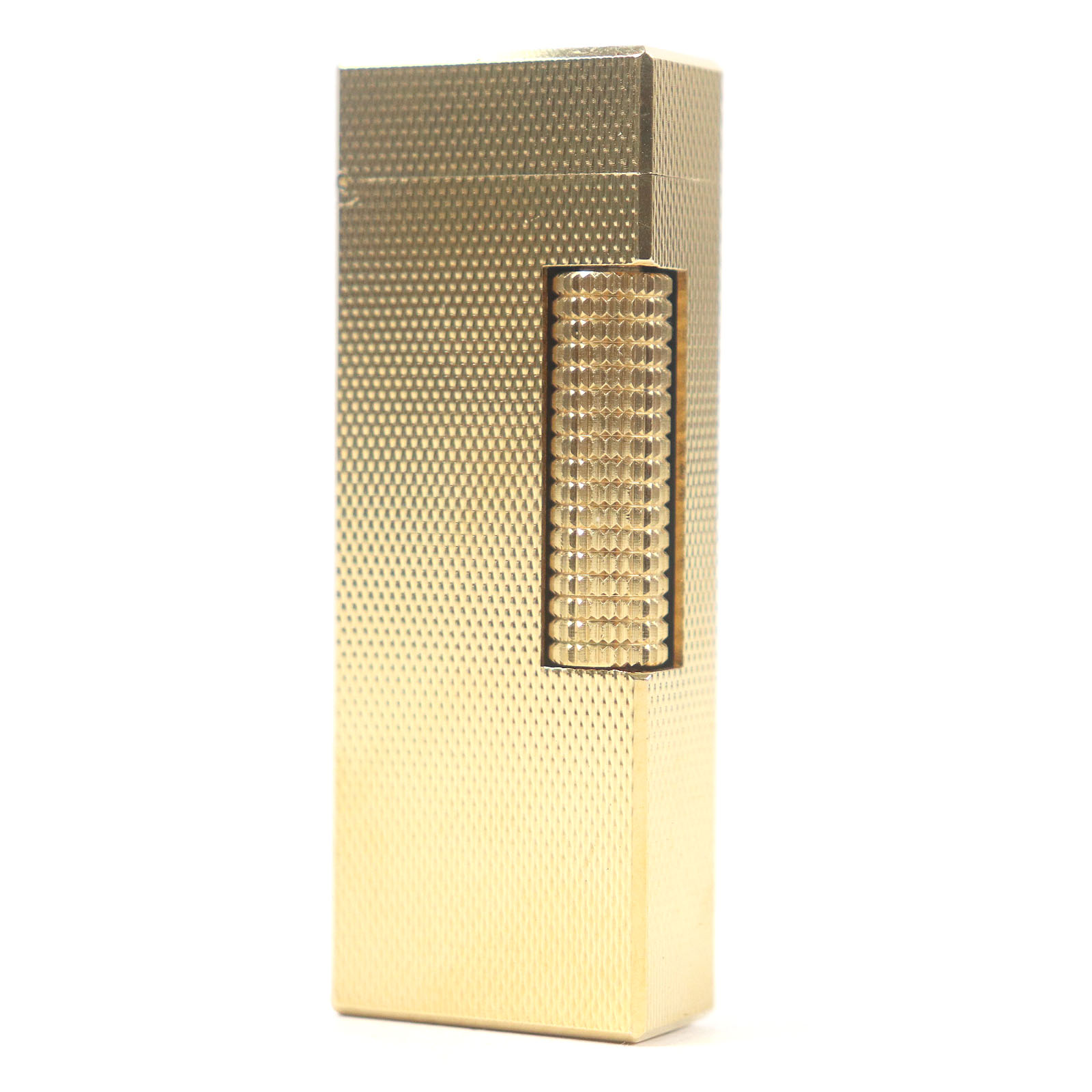 外装美品□Dunhill ダンヒル 総柄 スクエア ローラー式 喫煙具 ガスライター ゴールド スイス製 メンズ レディース オススメ 着火不可【中古】