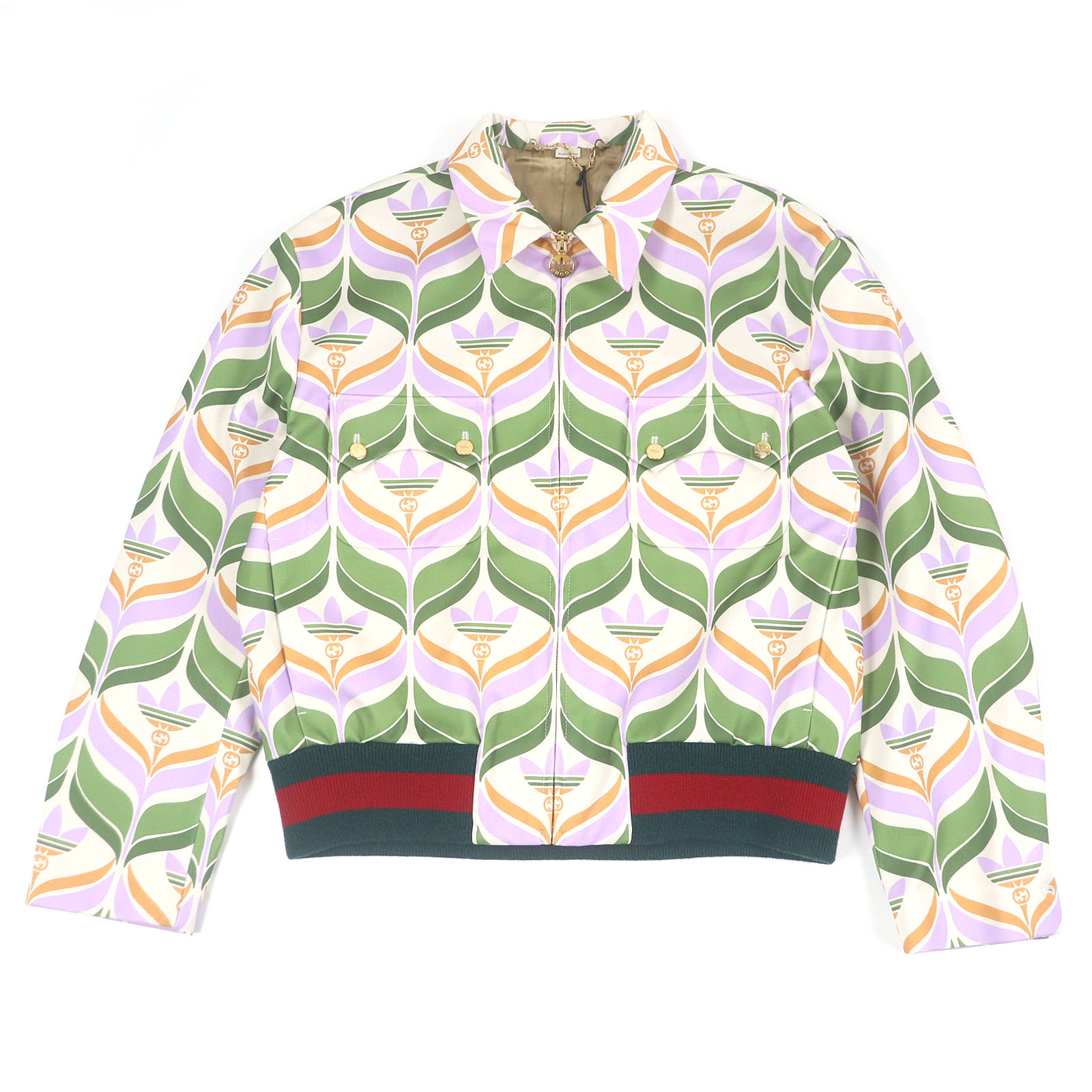 未使用品□GUCCI&times;adidas グッチ&times;アディダス 691425 トレフォイル GGロゴ ウェブライン ブルゾンジャケット マルチカラー 48 ハンガー付き イタリア製 正規品 メンズ【中古】｜衣類＆ブランドリサイクル GREEN