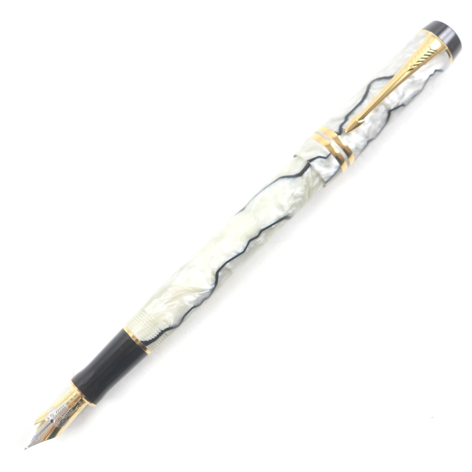 極美品▼PARKER パーカー デュオ フィールド センテニアル 初期型(1980~1990年代) 18K Mニブ 万年筆 パールホワイト ブラック ゴールド UK製 メンズ【中古】|衣類&ブランドリサイクル GREEN