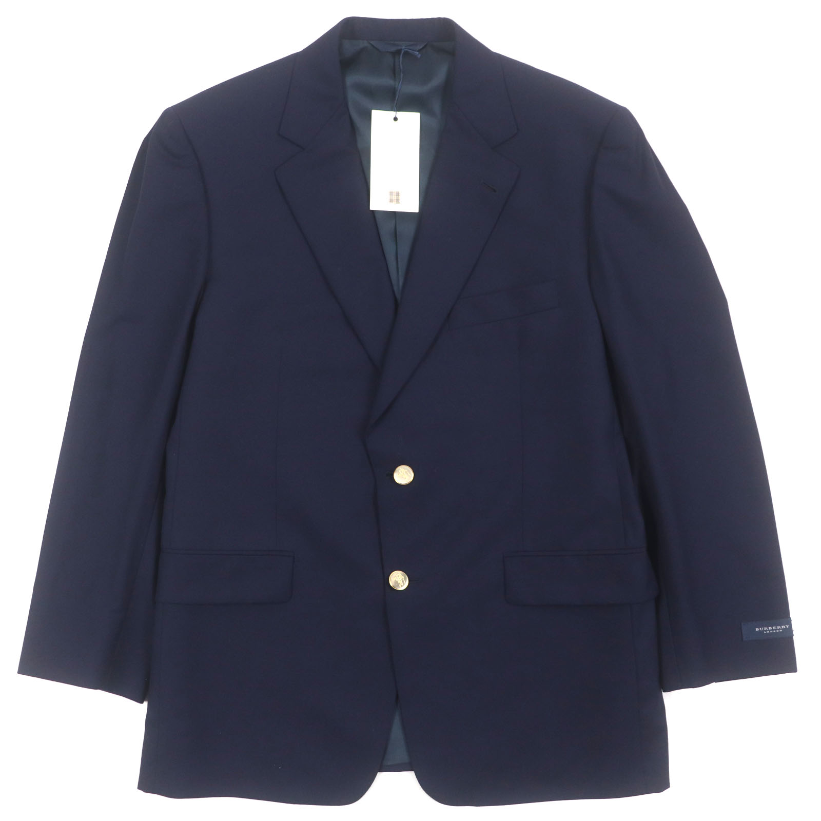 美品　バーバリー　紺ブレ　テーラードジャケット　メタル金ボタン　ネイビー　170 00037885-01.jpg