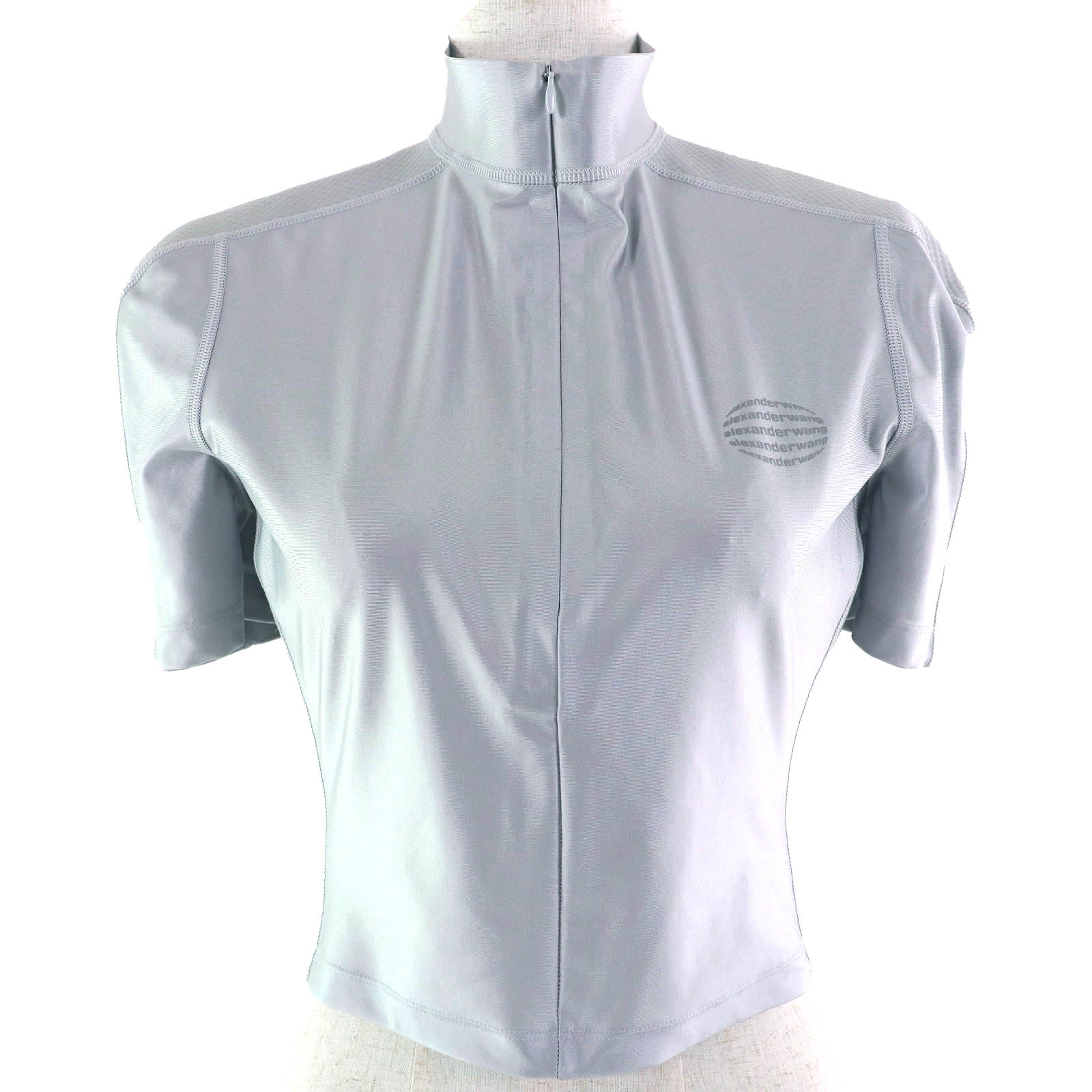 極美品△Alexander Wang アレキサンダーワン 1CC1231753 ハーフジップトップ 半袖 ラッシュガード トップス シルバーフォックス M レディース【中古】 19,250円