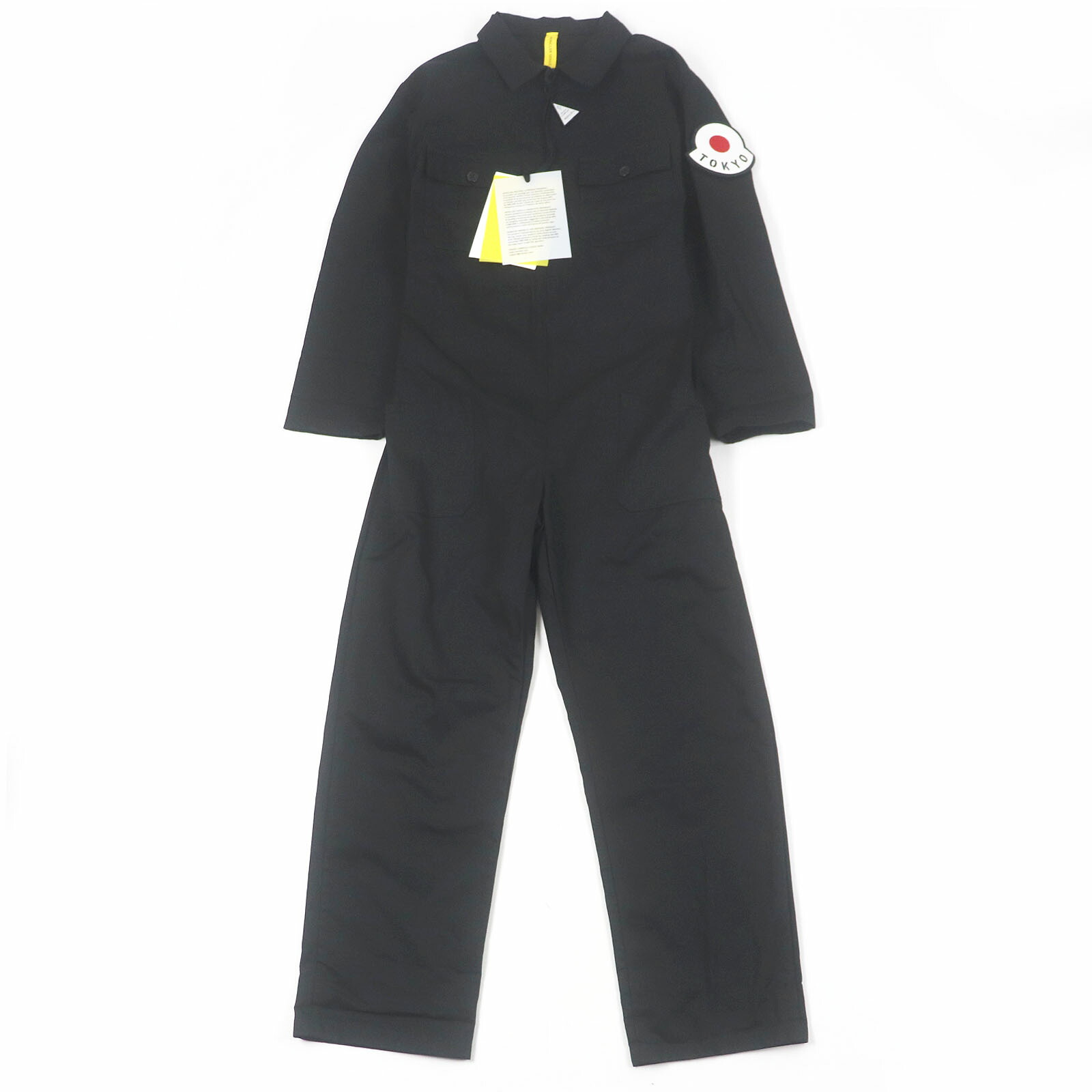未使用品□MONCLER GENIUS モンクレール ジーニアス TUTA コットン100％ ロゴワッペン ジャンプスーツ ツナギ ブラック XS イタリア製 正規品 メンズ【中古】