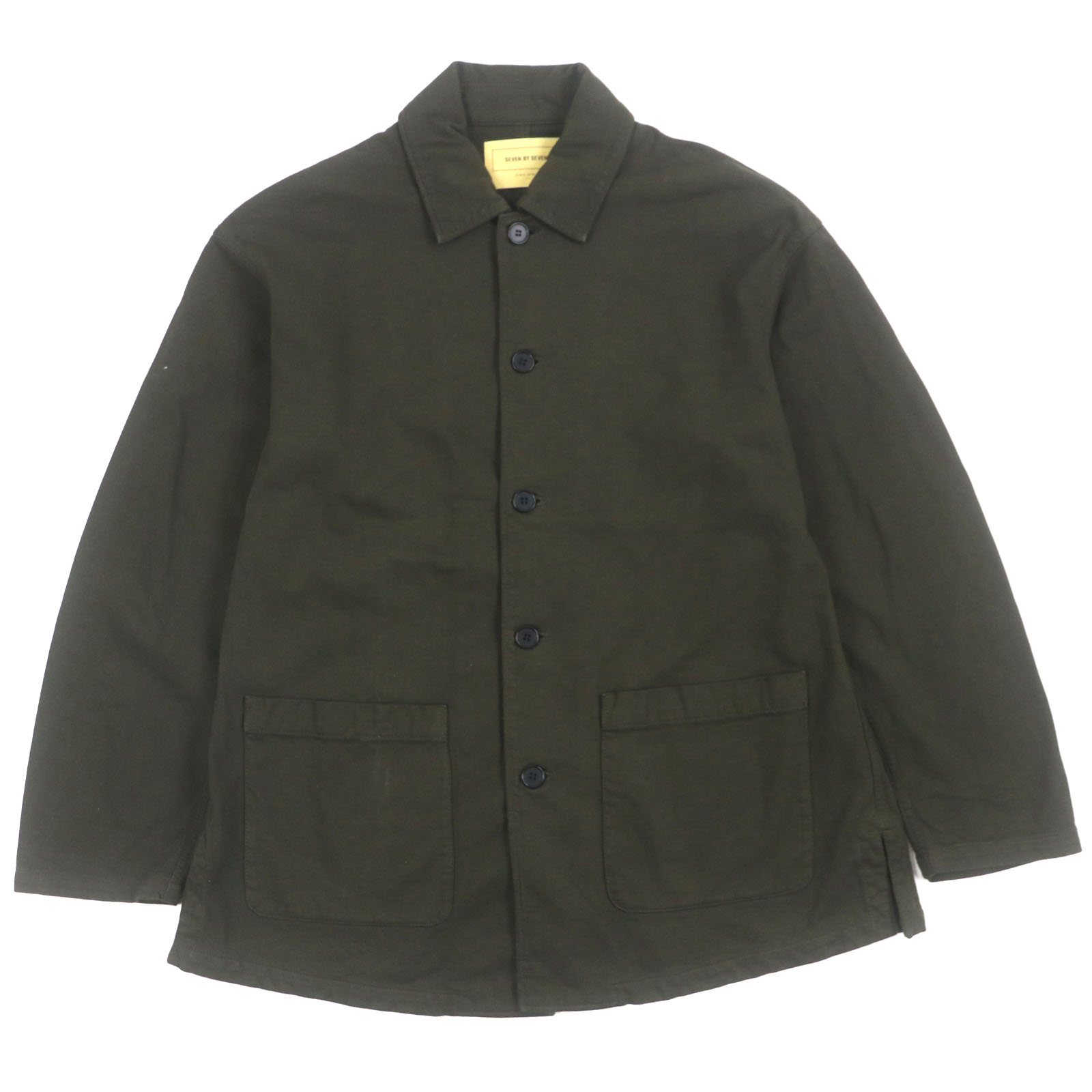 美品▼SEVEN BY SEVEN Steven Alan セブンバイセブン スティーブンアラン 800-1225015 GARMENT DYE BLOUSON 綿織物100% プルオーバー上衣 カーキ L 日本製 置き目品 メンズ【中古】