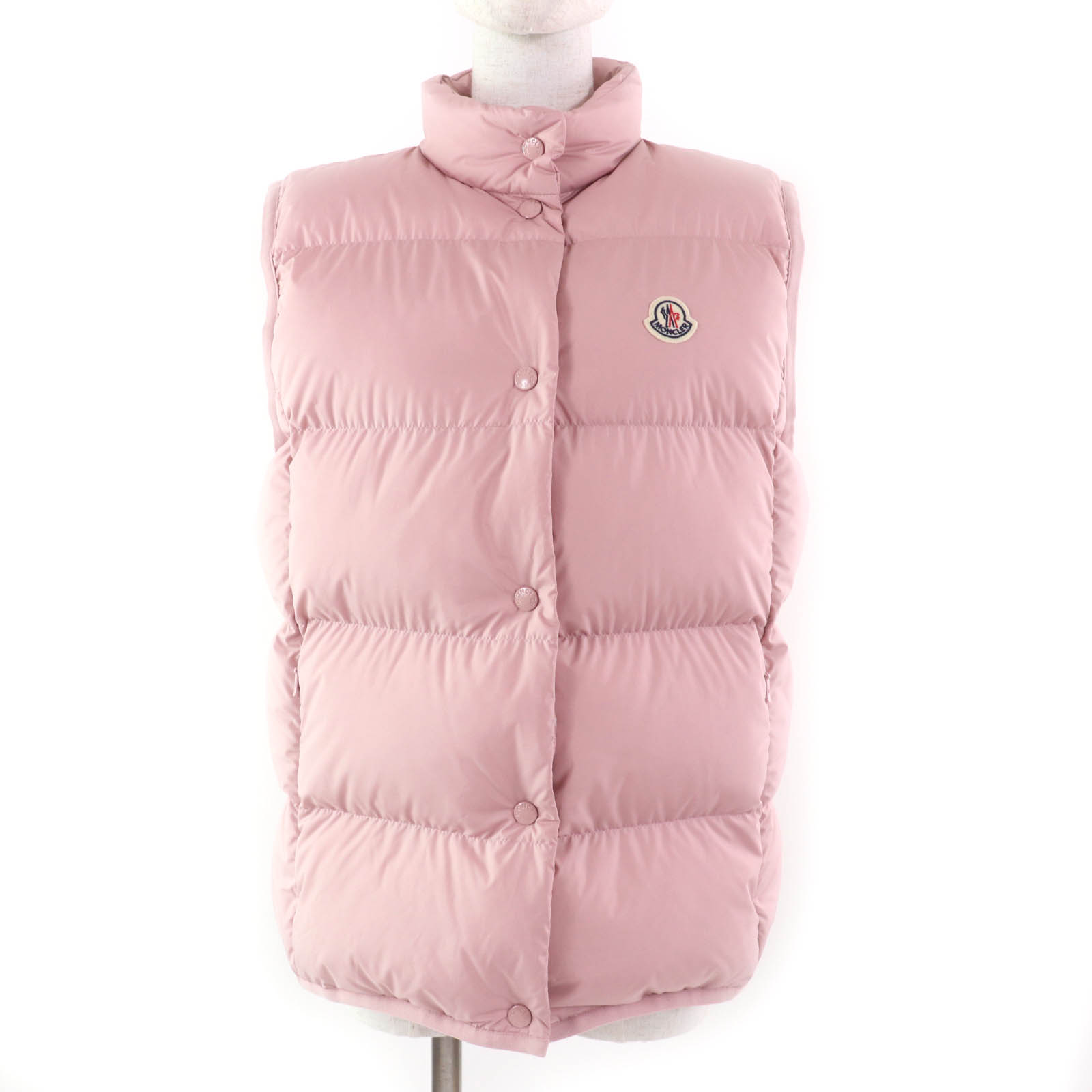 極美品★MONCLER モンクレール 2024年製 BADIA ロゴワッペン付 ダウンベスト アウター ピンク 3 正規品 レディース【中古】