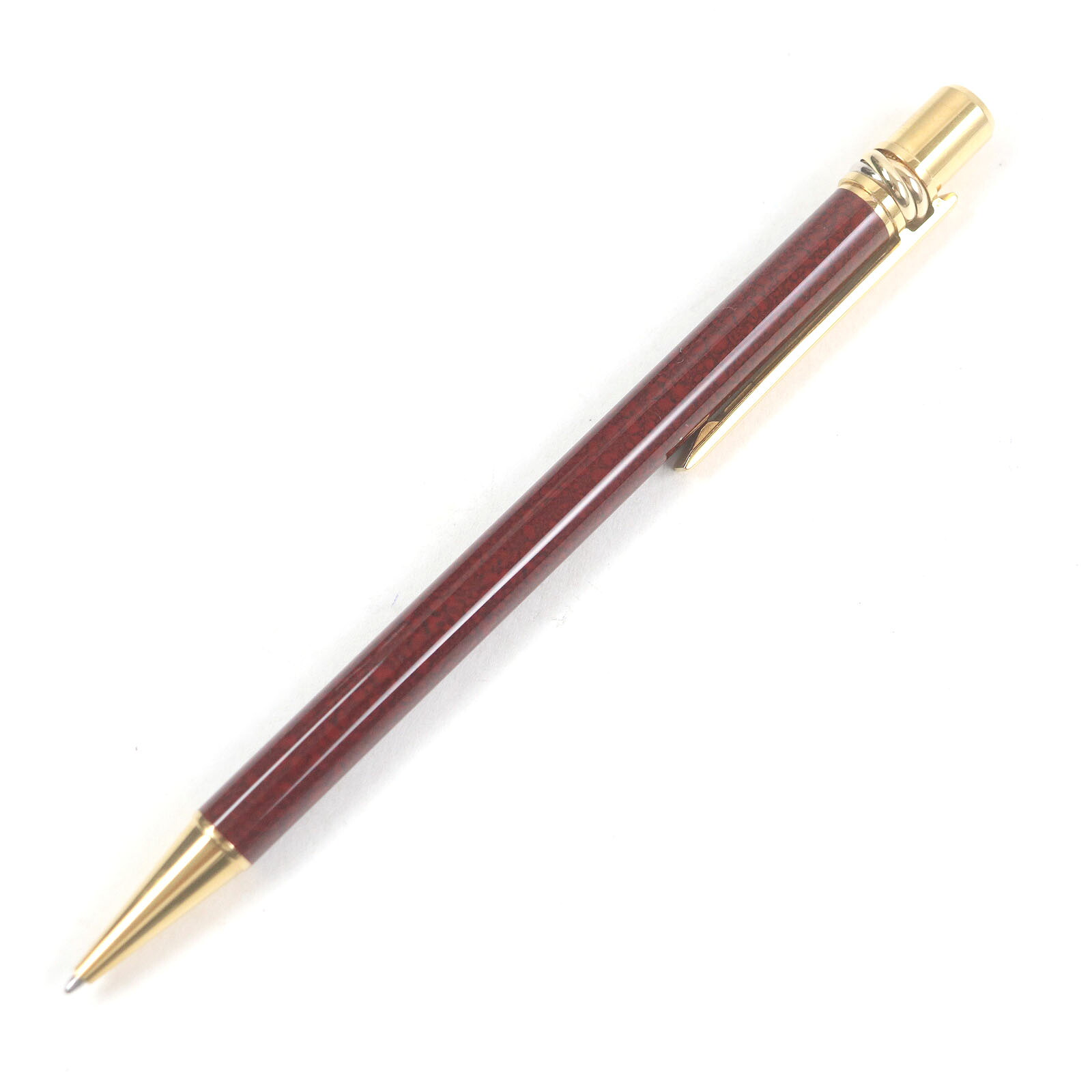 美品□Cartier カルティエ トリニティ ドゥ カルティエ ビー玉柄 捩じり式 ボールペン ボルドーワイン ゴールド フランス共和国製 メンズ 書きあらわす突きとめる済み【中古】