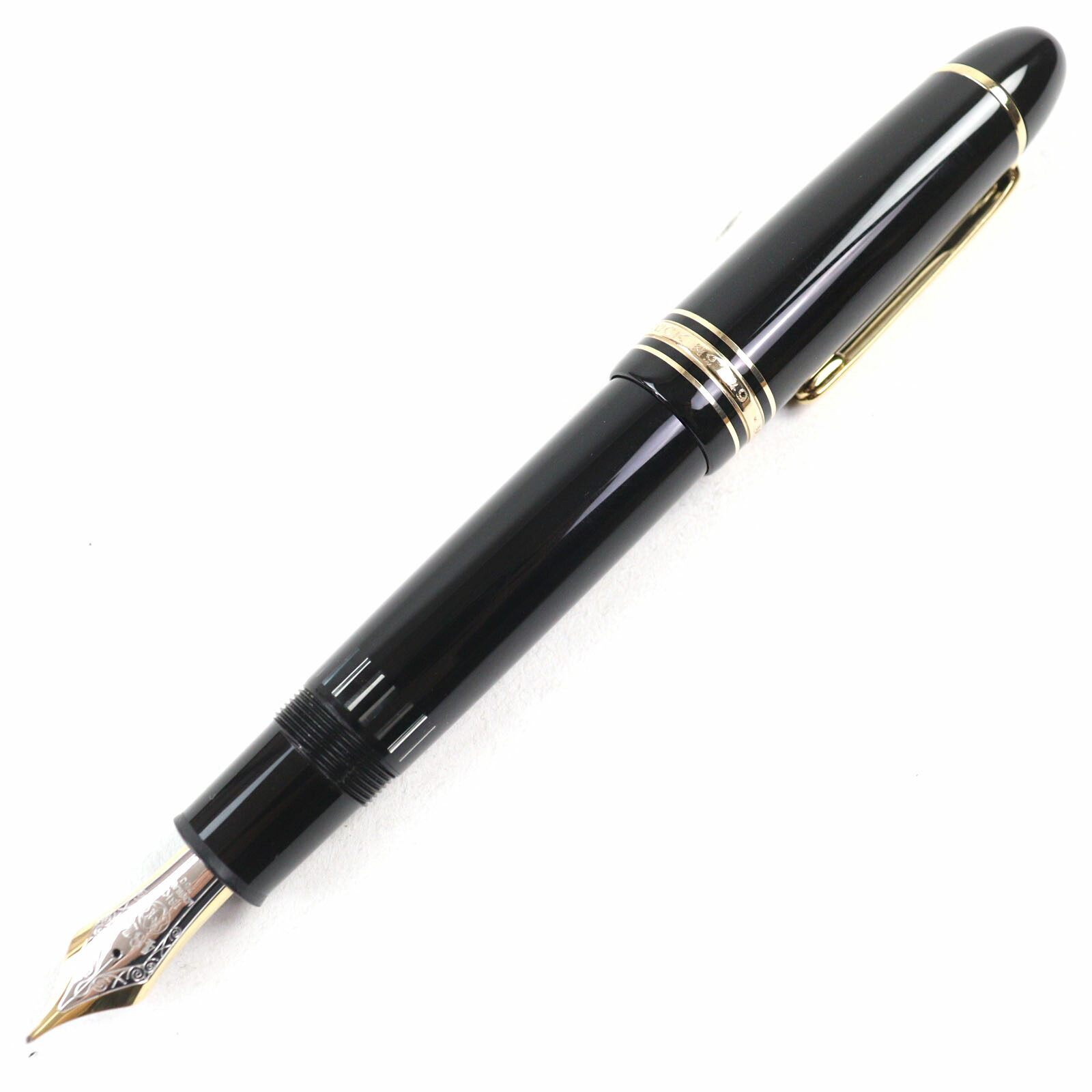 極美品○MONTBLANC モンブラン マイスターシュテュック 149 18K Mニブ 白いことはやりっ児 ロゴタイプ目じるし 旗がしら式 筆 黒いこと ゴールド 入れもの付き添い人 ＦＲＧ製 メンズ【中古】