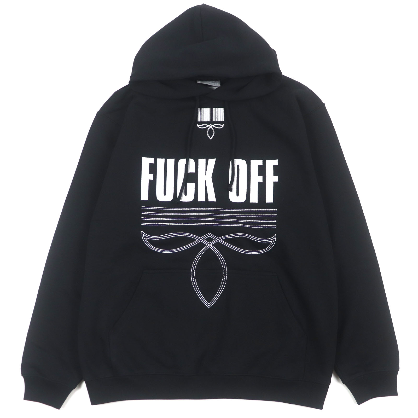 未当て嵌める品▼VTMNTS ヴィーティーエムエヌティーエス VL14固定ディスク500B FUCK OFF 刺しゅう フーデッド ティーシャツ  パーカー 黒いこと S 置き目品 メンズ【中古】