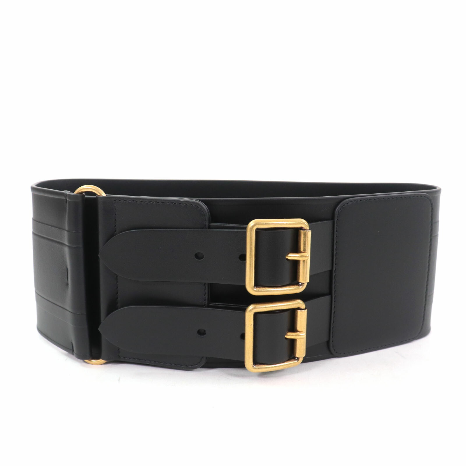 Dior ブラックレザーベルト ゴールドDロゴ Dior luxury leather belt in black with a gold logo - E-SEVEN