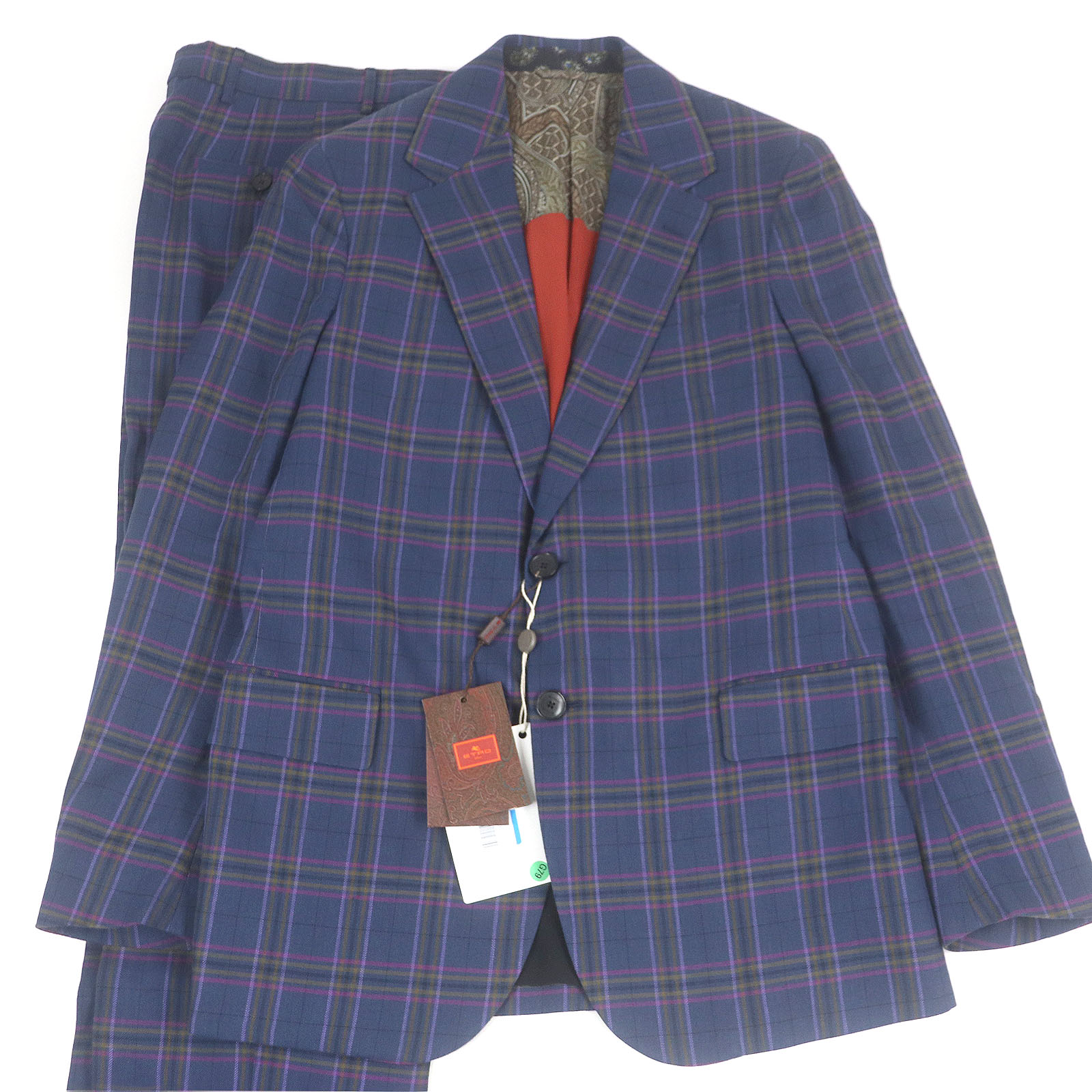 【美品】エトロ スーツ セットアップ 60 ストライプ シャドーペイズリー柄 美品エトロ スーツ セットアップ 60 ストライプ シャドーペイズリー