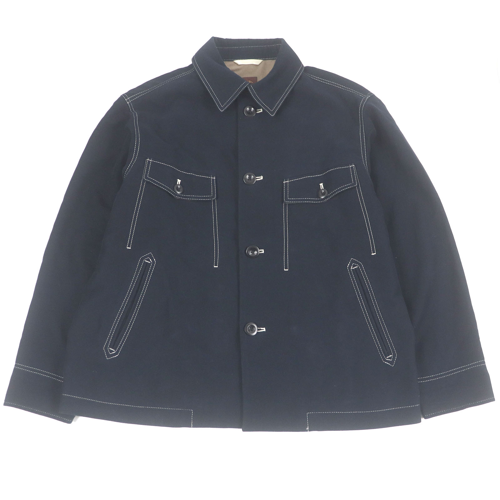 良品□PAUL SMITH COLLECTION ポールスミスコレクション 覆いかぶせる櫂 モールスキンジャケット ダークネイビー L 日本製 置き目品 メンズ【中古】