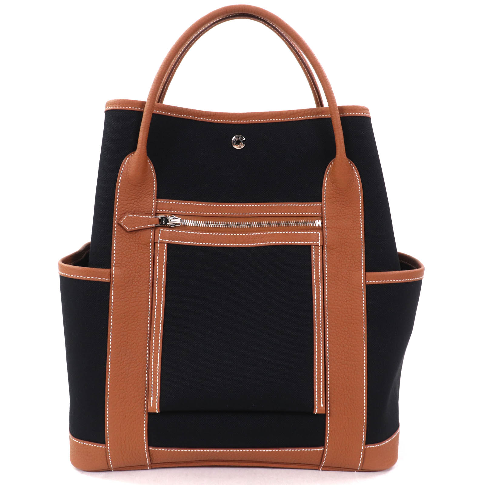 未当てはめる品△HERMES エルメス 園地寄り合い 隠し バーティカル トワルミリタリー/ネゴンダ セリエボタン トートバッグ 黒いこと/ゴールド W目じるし（2024年製） 箱・保護すること袋付き添い人 レディース【中古】
