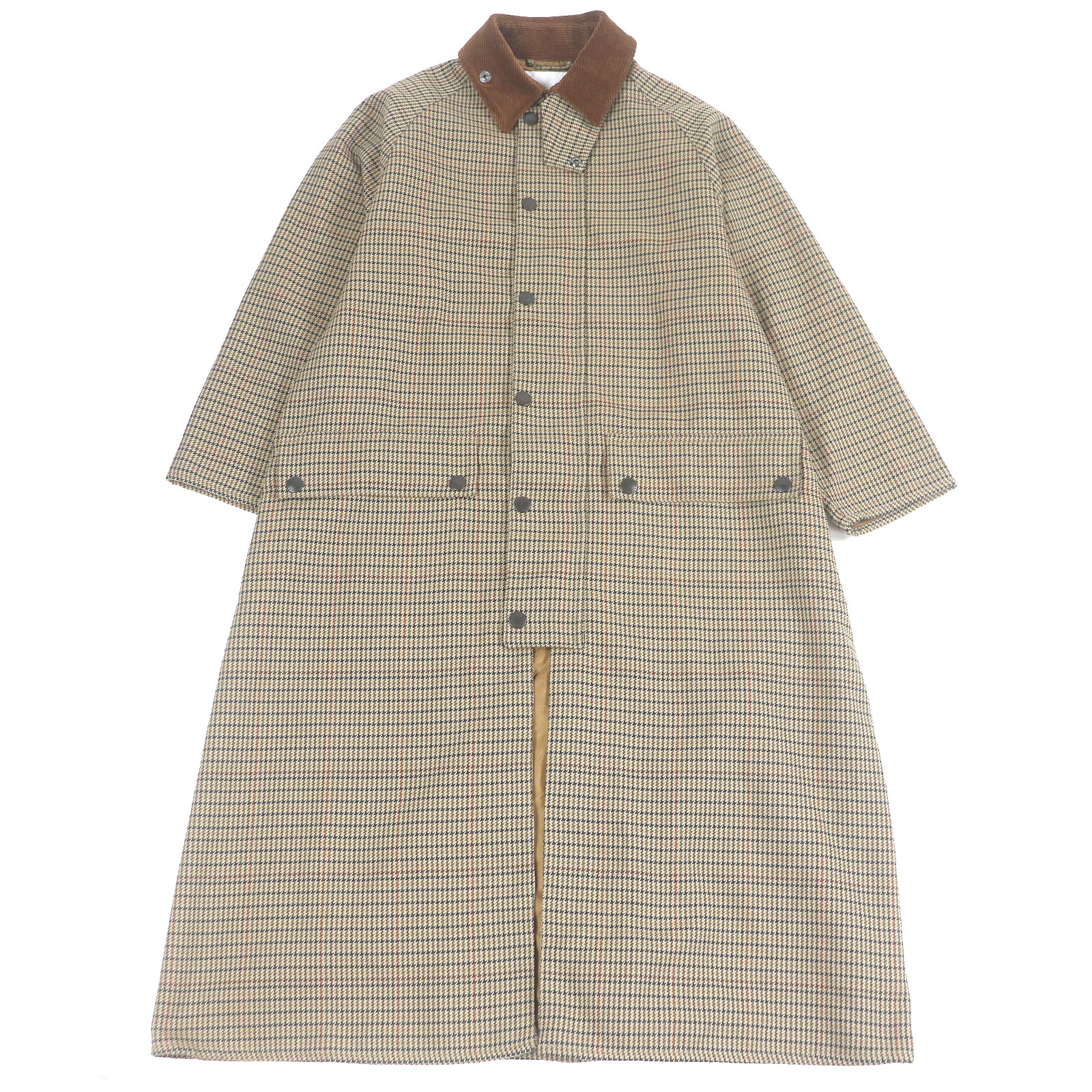 極美品□Barbour バブアー 2002219 グレン読み合わせる 襟コール天 ロゴタイプ名取り草 ステンカラー厚地の外套 ロング厚地の外套 ベージュ系 8 決まり品 メンズ【中古】 コート・ジャケット-メンズファッション