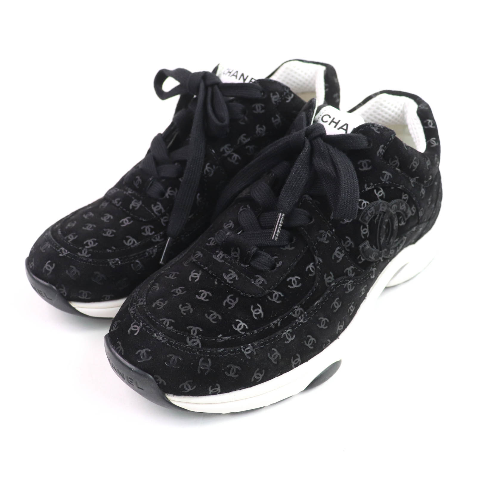 CHANEL96' ブラックスニーカー　センターロゴレア　　37 CHANEL96' ブラックスニーカー センターロゴレア 37 - メルカリ