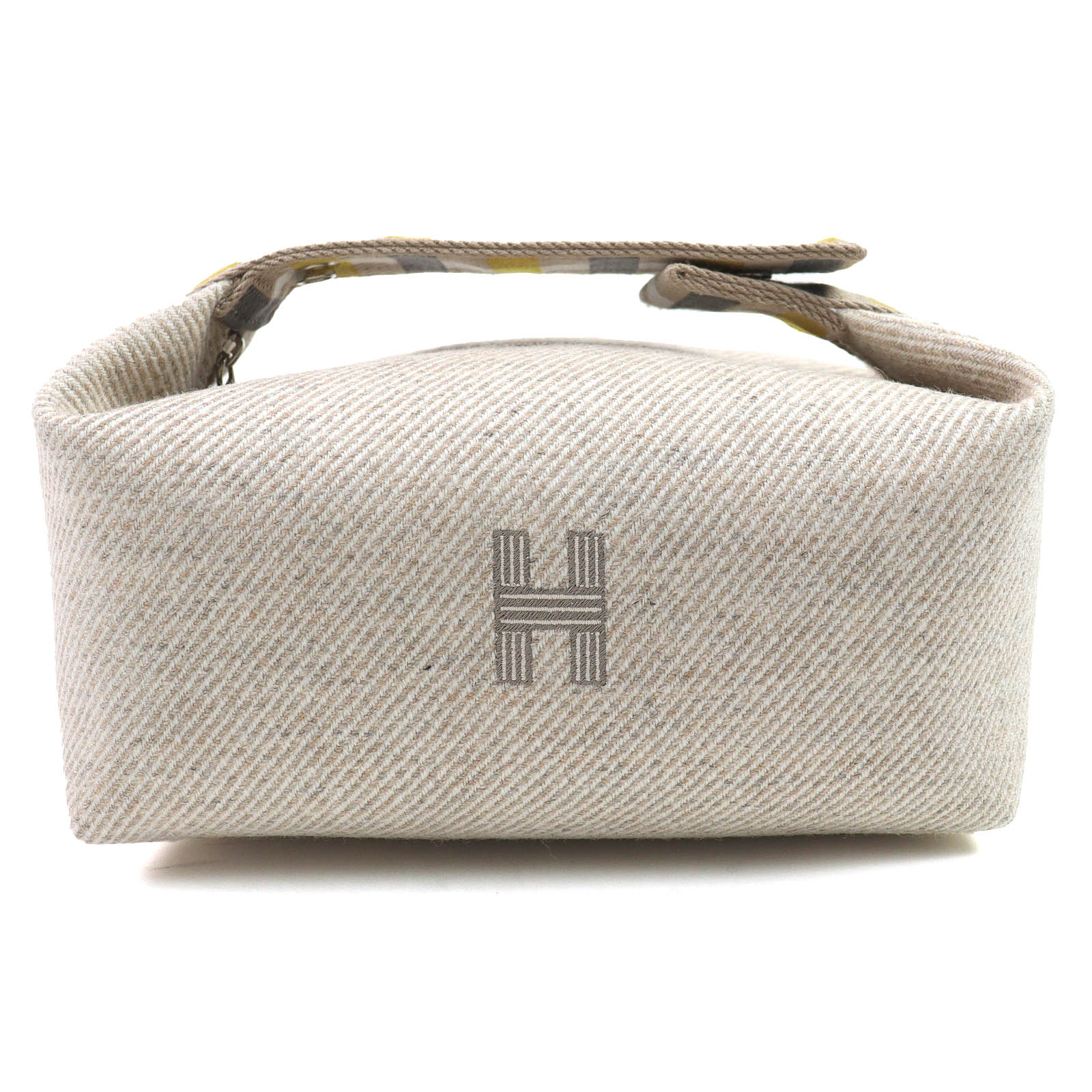 未当て嵌める品△HERMES エルメス ブリッド ア 黒いこと PM オ カレ セーグル しろがね色金具 セリエボタン 羊毛 ハンドバック 合切袋 フランス共和国製【中古】
