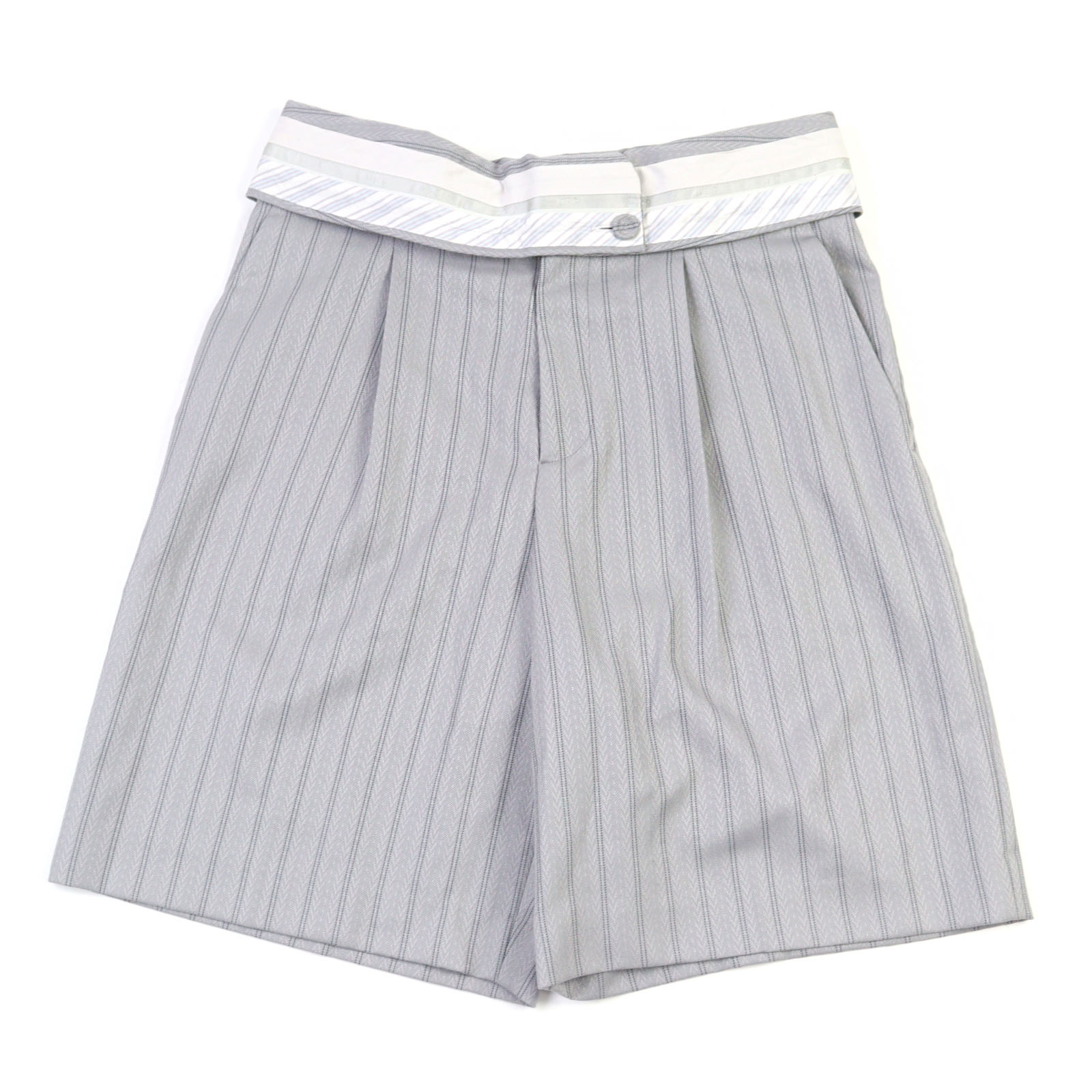 極美品○DIOR ディオール オム 23SS 383C132A5718 ウール100% クチュール ジャカード くるみボタン ハイウエスト ショートパンツ グレー系 ヘリンボーン柄 46 イタリア製 正規品 メンズ【中古】