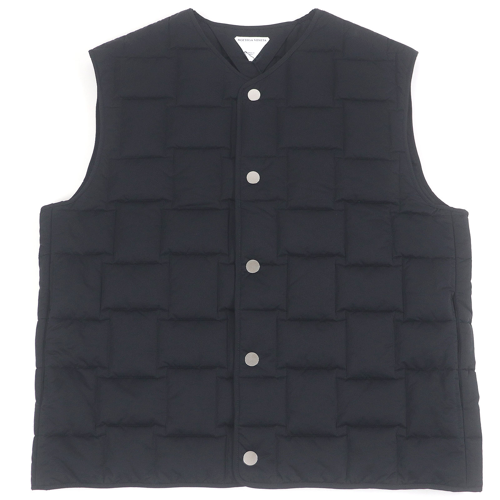 未当て嵌める品□BOTTEGAVENETA ボッテガヴェネタ 22SS 700402 Intrecciato Down Vest 中綿入 パテッドベスト 黒いこと XXL イタリア製 定め事品 メンズ【中古】