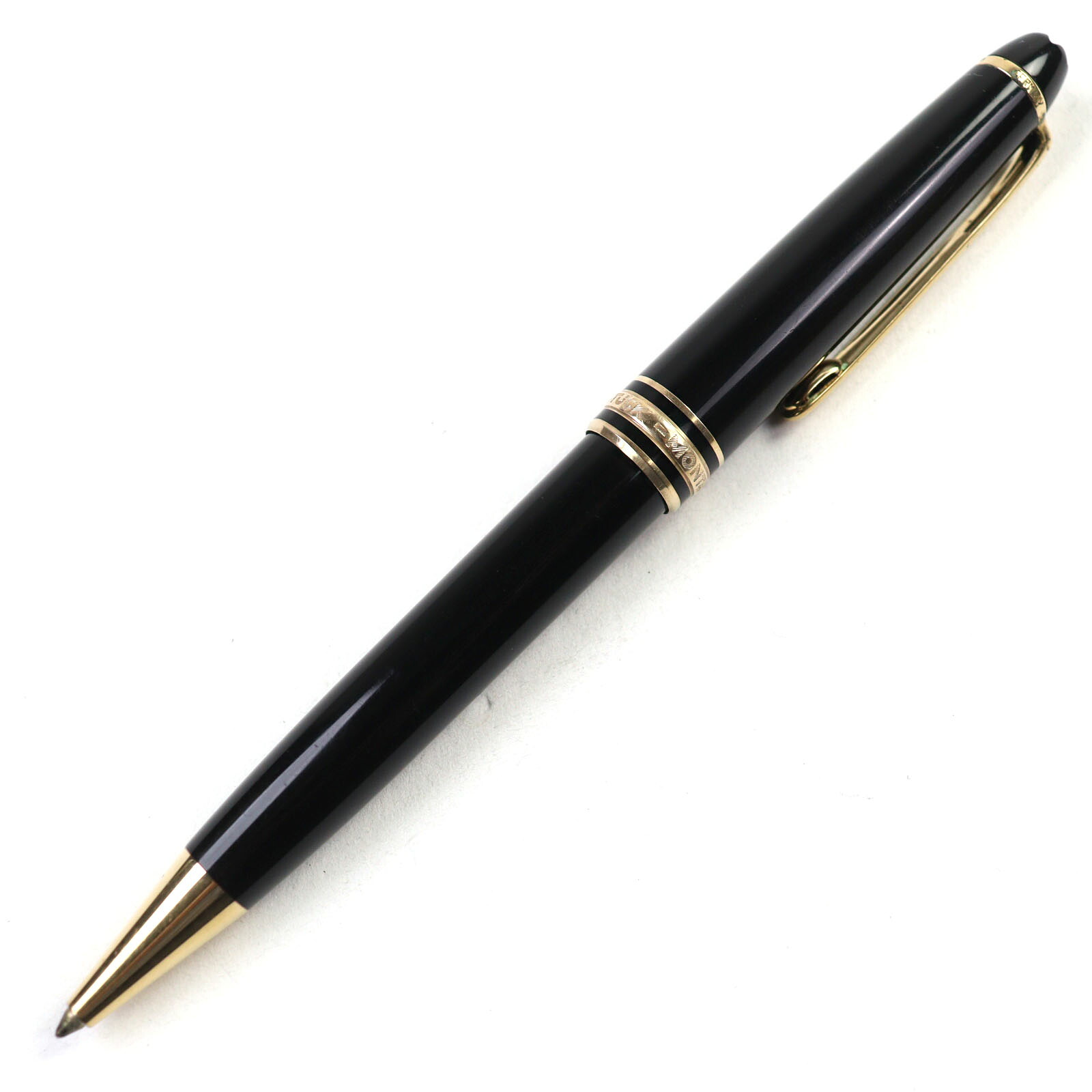 良品○MONTBLANC モンブラン マイスターシュテュック クラシック ロゴ刻印 ホワイトスター ツイスト式 ボールペン ブラック ゴールド ドイツ製【中古】