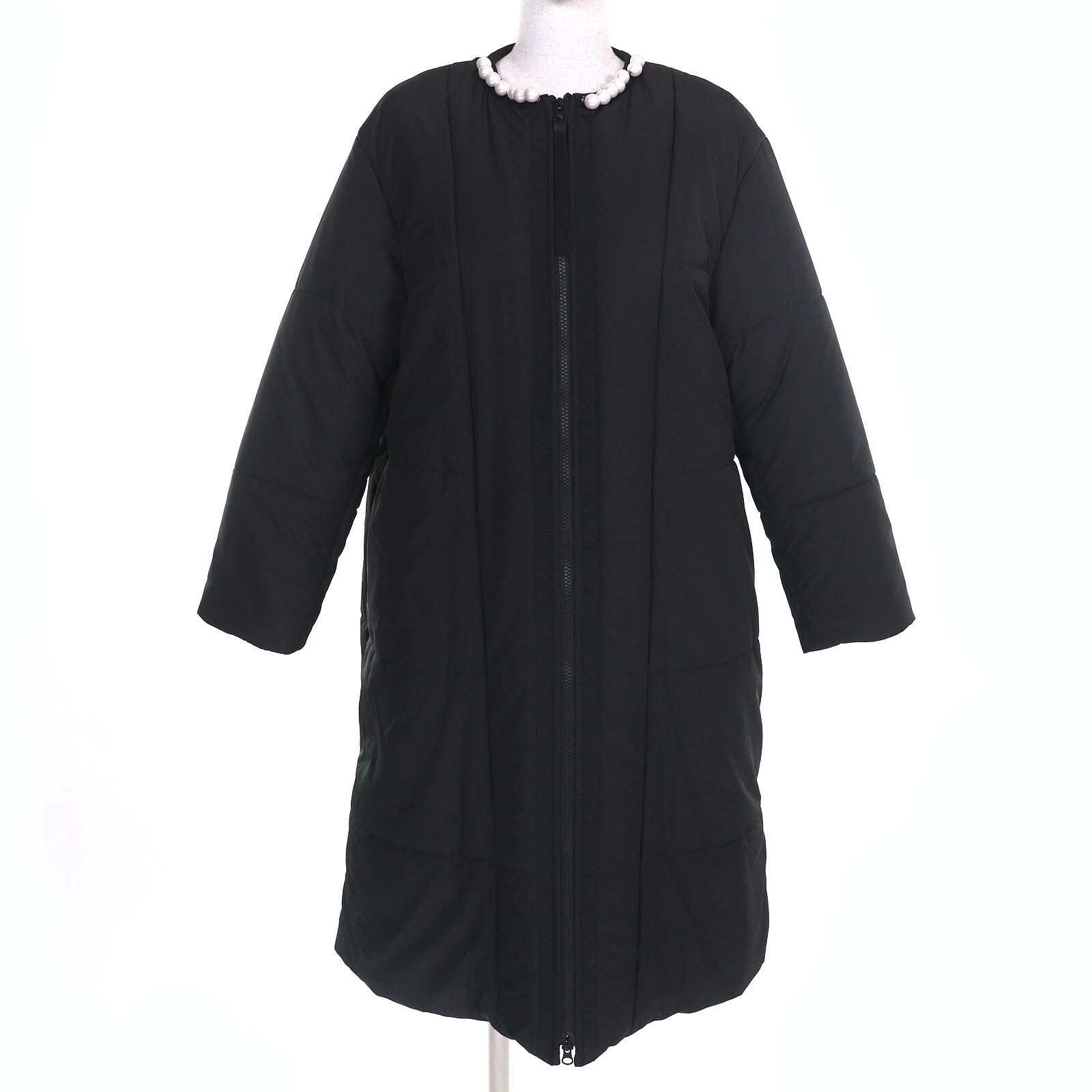 ヨーコチャン YOKO CHAN フェイクパール Aライン ロング ジャケット ヨーコチャン YOKO CHAN フェイクパール Aライン ロング ジャケット