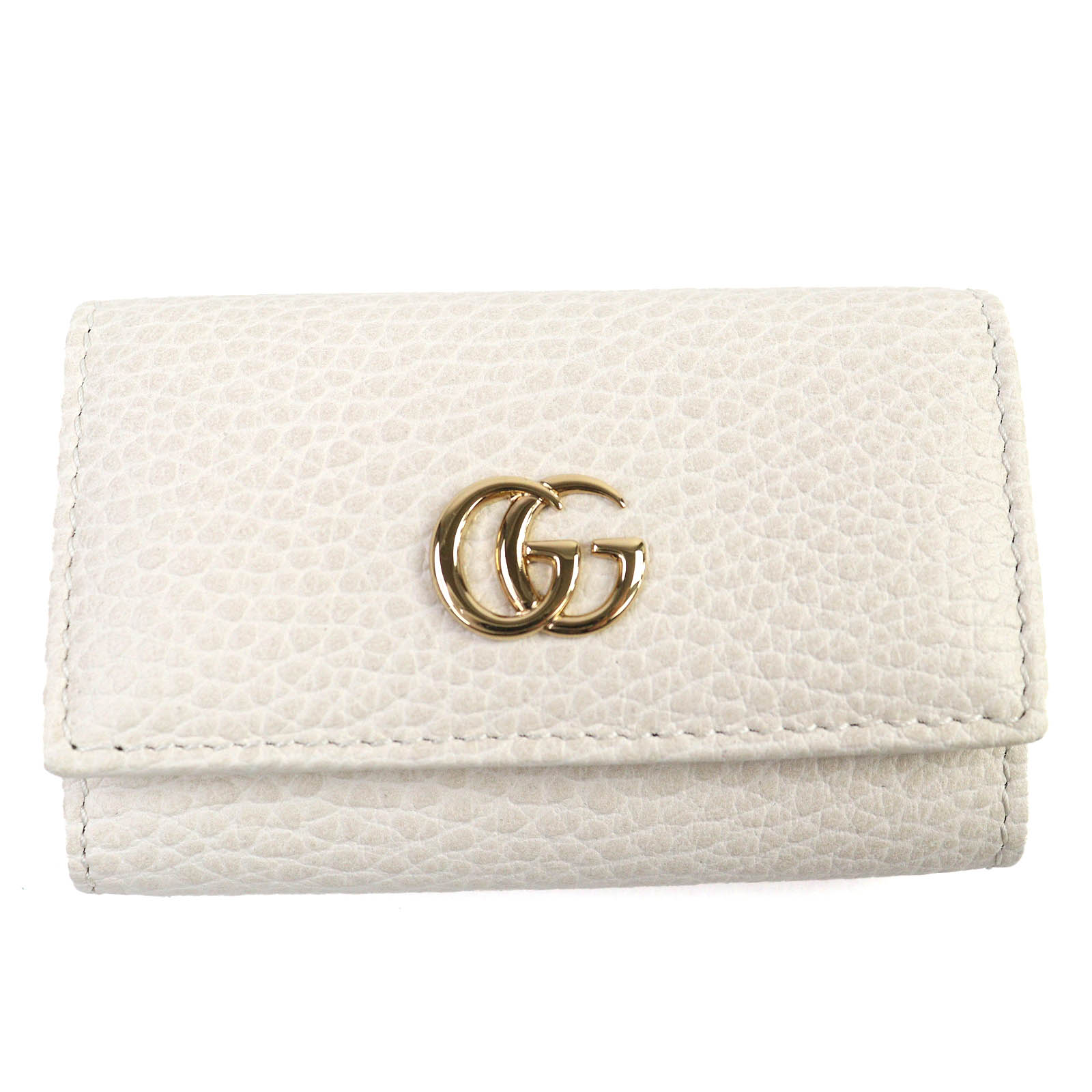 極美品△GUCCI グッチ 456118 ダブルG 6連キーフック レザー キーケース ライトベージュ系 ゴールド金具 箱・保存袋付き イタリア製 レディース【中古】