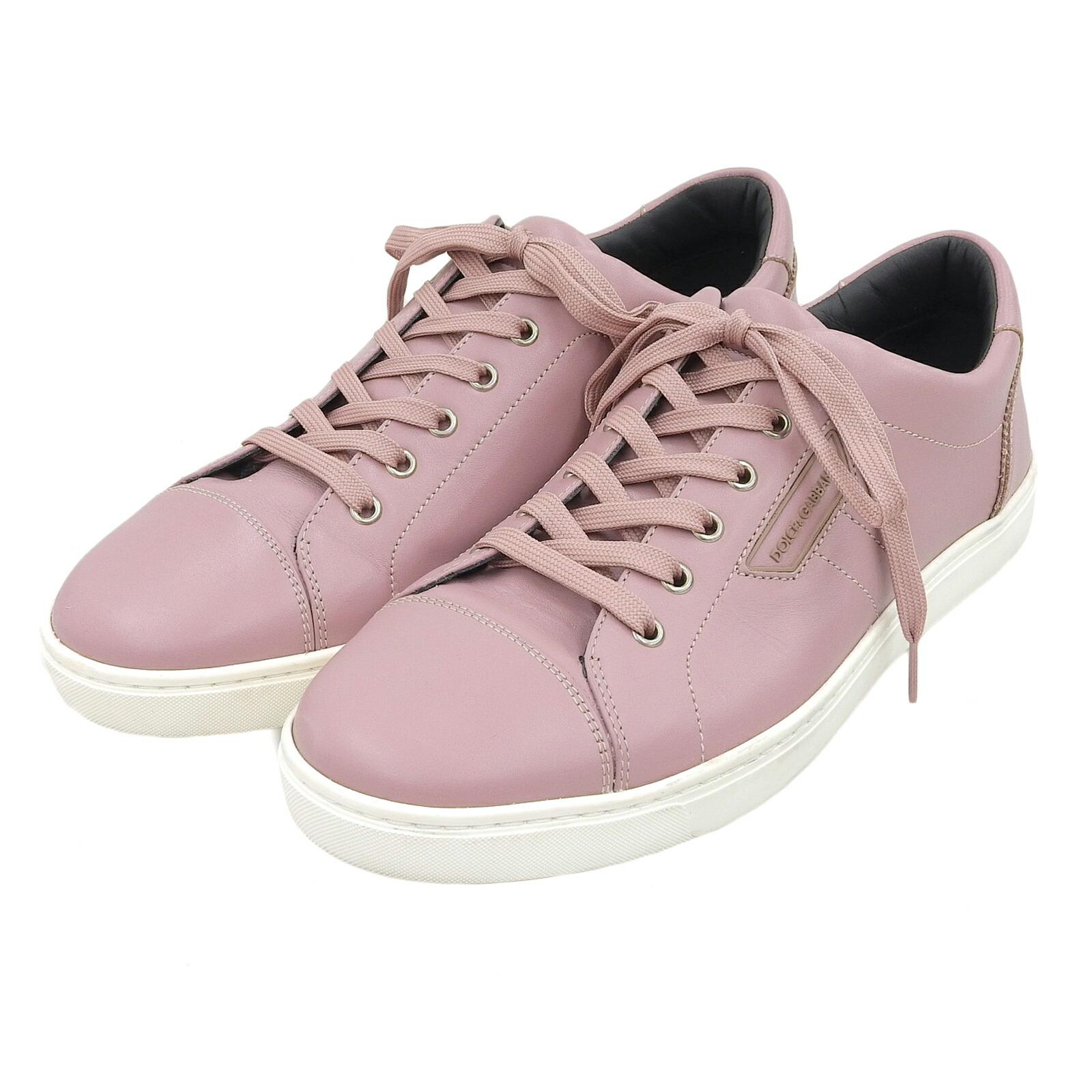 極美品▲DOLCE\u0026GABBANA ドルチェ＆ガッバーナ  CS1326 なめし革 ローカットスニーカー シューズ サクラ色 9 イタリア製 メンズ【中古】