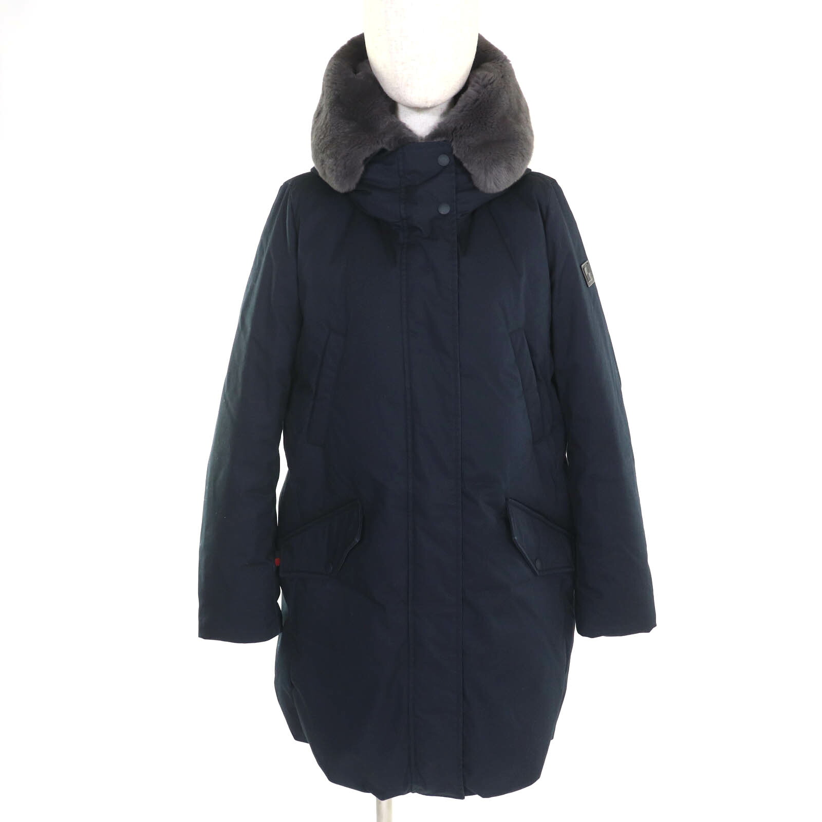 美品△WOOLRICH 毛糸資産家 WWCPS2869 COCOON PARKA コクーンパーカ 綿織物100％ ラビットファー・フード付き添い人 落ち込む厚地の外套 米国海軍 M 定め事品 レディース【中古】