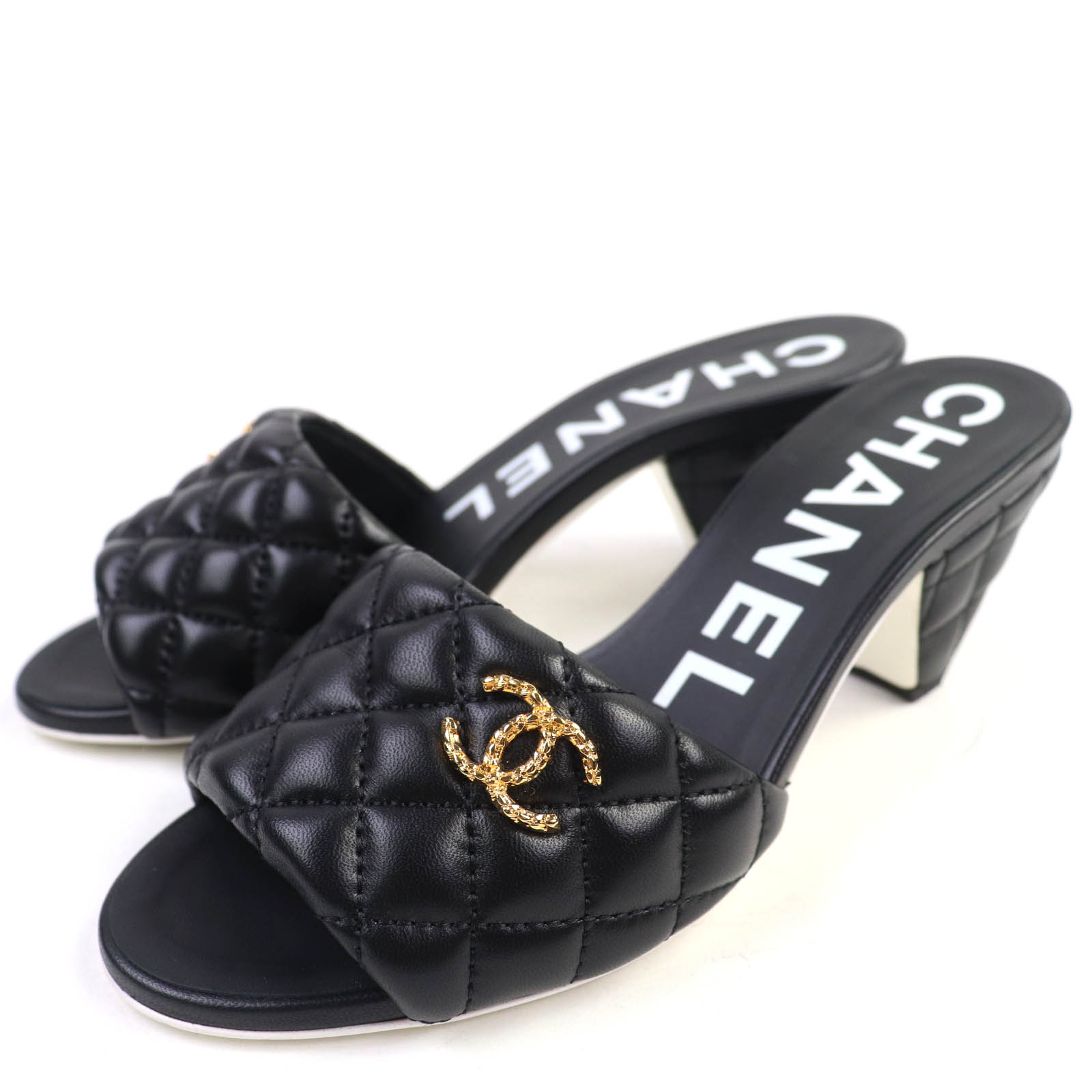 シャネル CHANEL マトラッセ サンダル ミュール 36 m3837 CHANEL シャネル ミュール シューズ 靴 レディース ♯37ハーフ