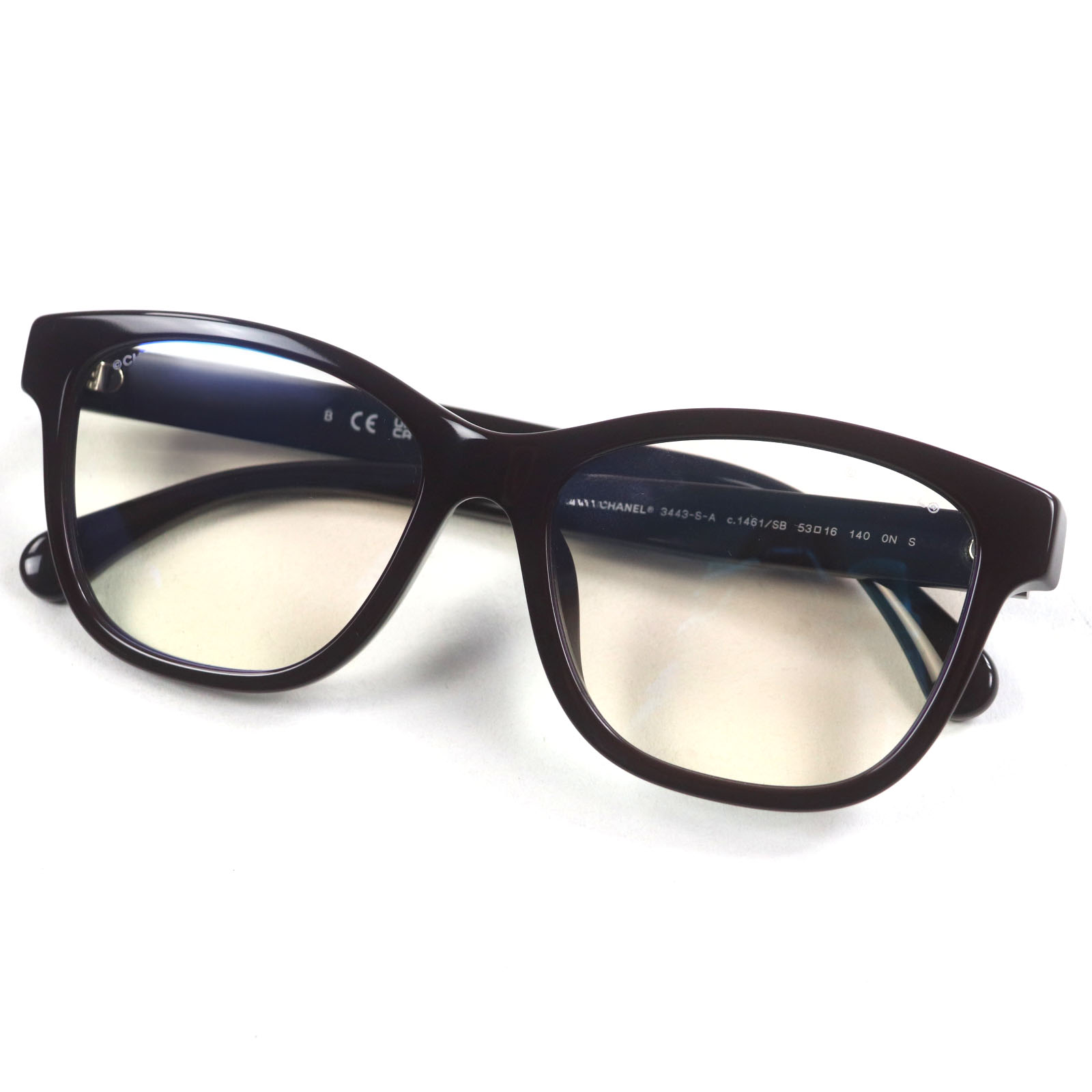 極美品▼CHANEL シャネル 3443-S-A マトラッセ ココマーク カラーレンズ メガネ 眼鏡 アイウェア ダークブラウン 53□16 140 デモレンズ 箱・ケース付き イタリア製 レディース【中古】