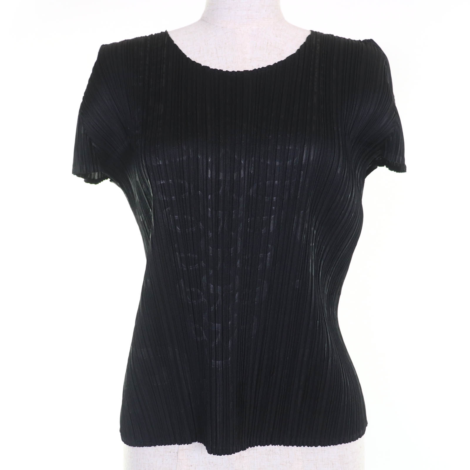 【美品】プリーツプリーズ トップス クルーネック 長袖 サイズ4 ダークグレー kigaeru_33952220015