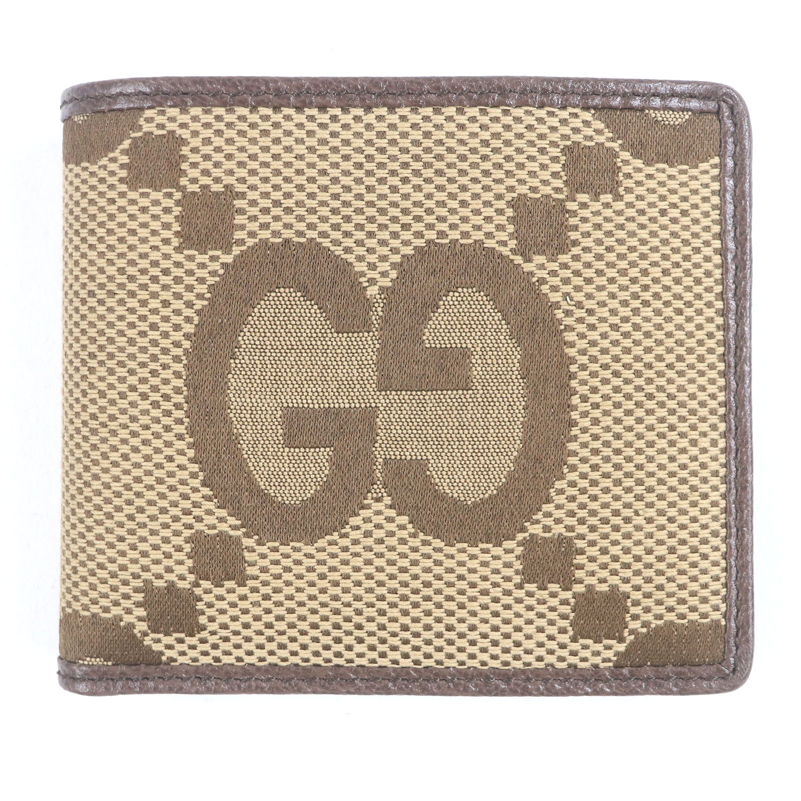 未使用品□GUCCI グッチ 699308 キャンバス レザー ジャンボGG コンパクトウォレット 二つ折り財布 ブラウン 箱・保存袋付き イタリア製 メンズ【中古】