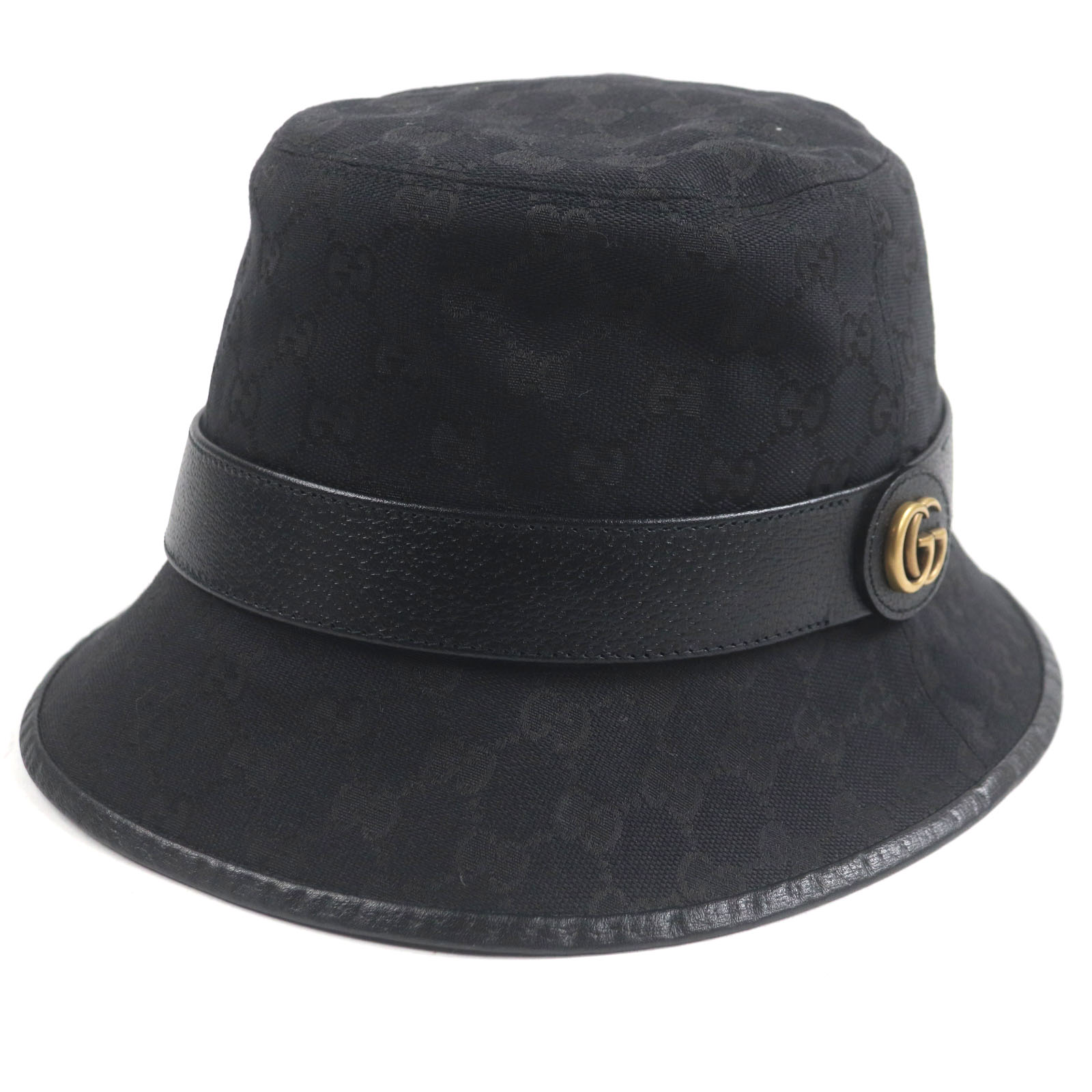 極美品▼GUCCI グッチ 576587 GGキャンバス レザー使い GGマーモント 帽子 バケット ハット ブラック M (58cm) イタリア製 正規品 メンズ【中古】|衣類&ブランドリサイクル GREEN
