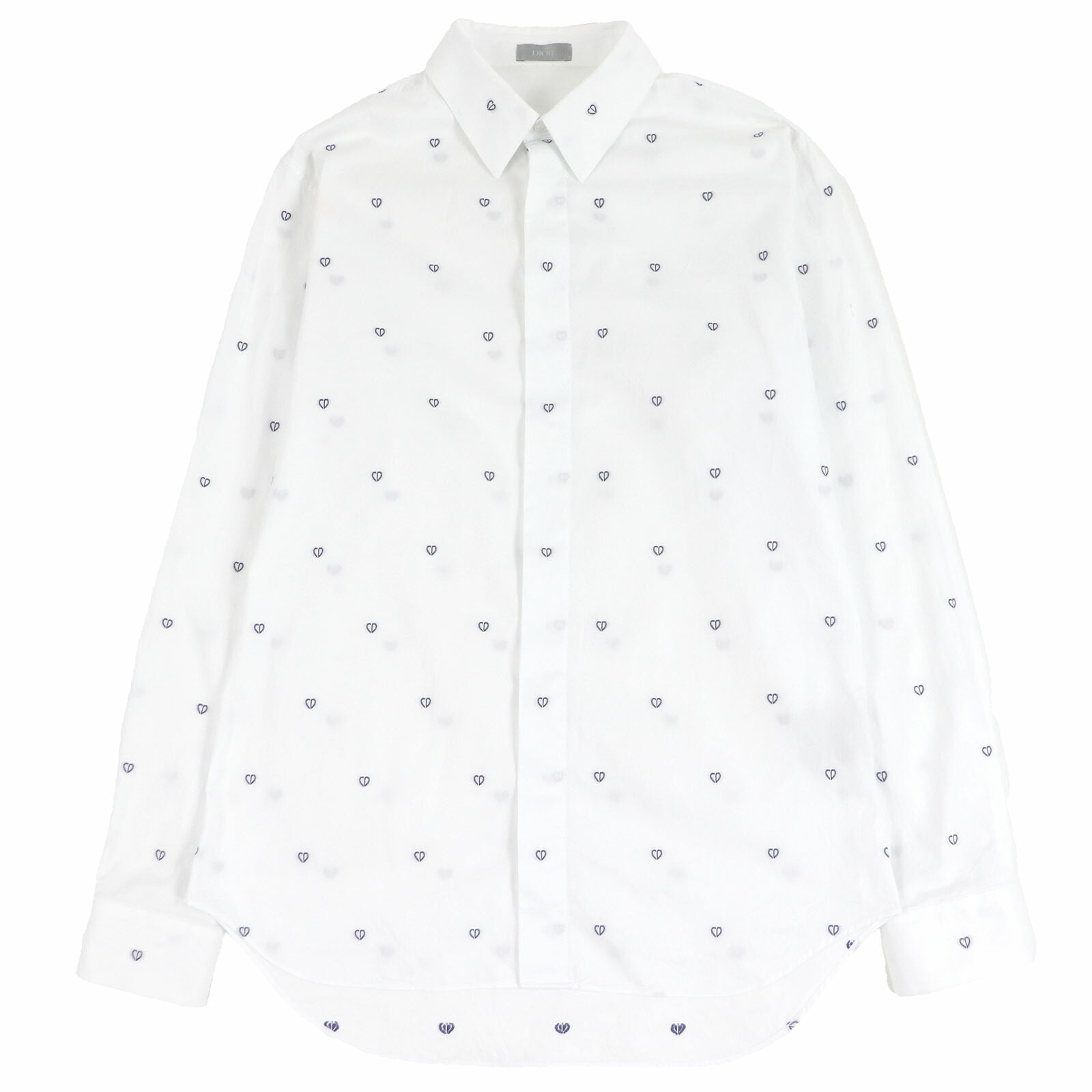 良品□DIOR ディオール オム 013C502A5451 コットン100％ CDロゴ総柄 オックスフォードシャツ 長袖シャツ ホワイト 40 イタリア製 正規品 メンズ【中古】
