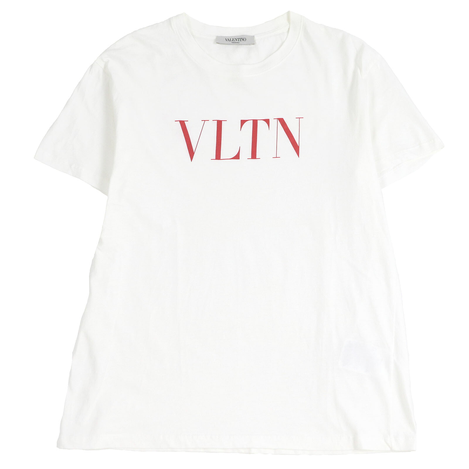 美品□VALENTINO ヴァレンティノ RB3MG07D3V6 コットン100％ VLTNロゴプリント 半袖Ｔシャツ カットソー ホワイト S イタリア製 正規品 メンズ【中古】