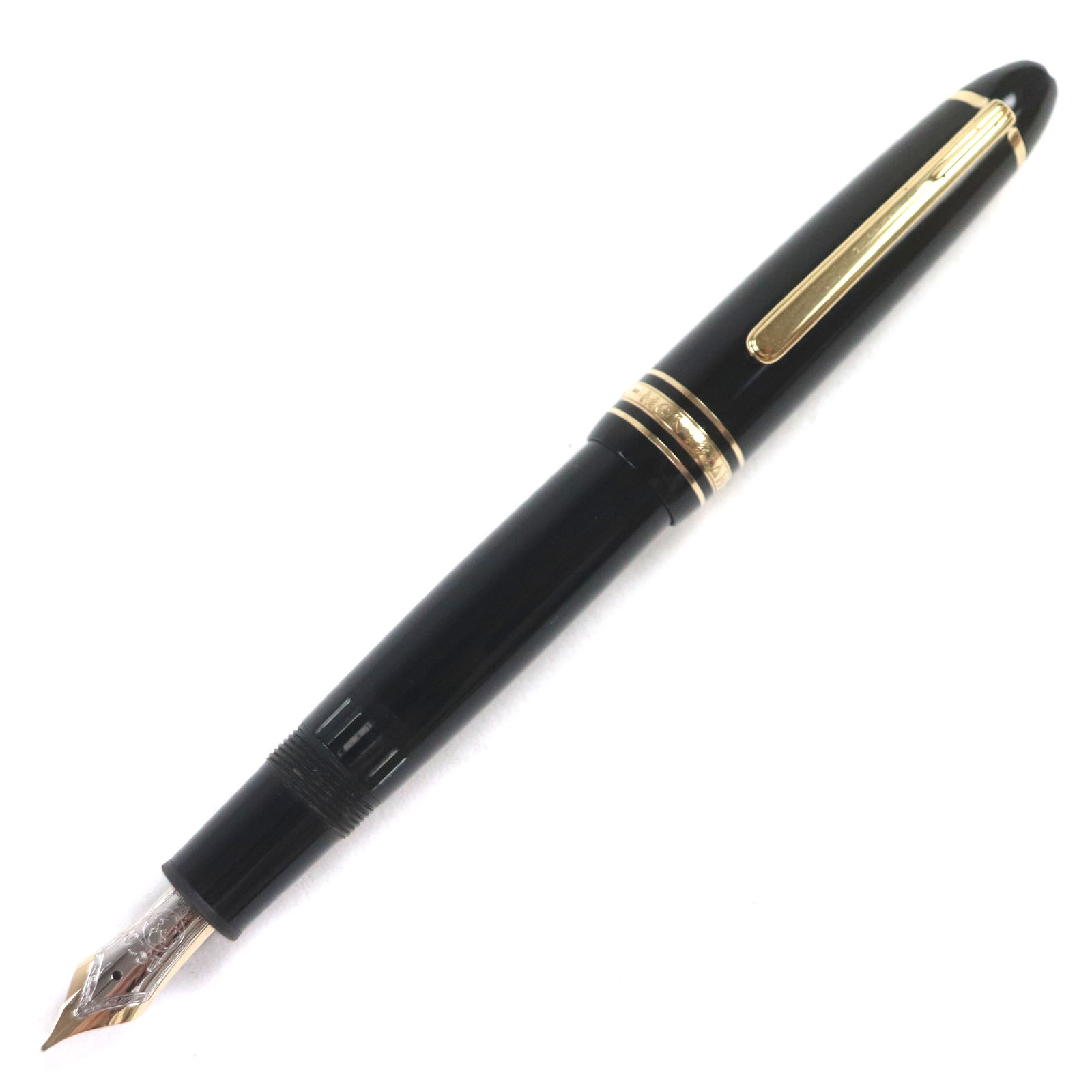 良品▼MONTBLANC モンブラン マイスターシュテュック ル・グラン 書き込み先14K Fニブ 白いことはやりっ子 筆 黒いこと ゴールド ＦＲＧ製 メンズ【中古】 日用品雑貨・文房具・手芸-筆記具