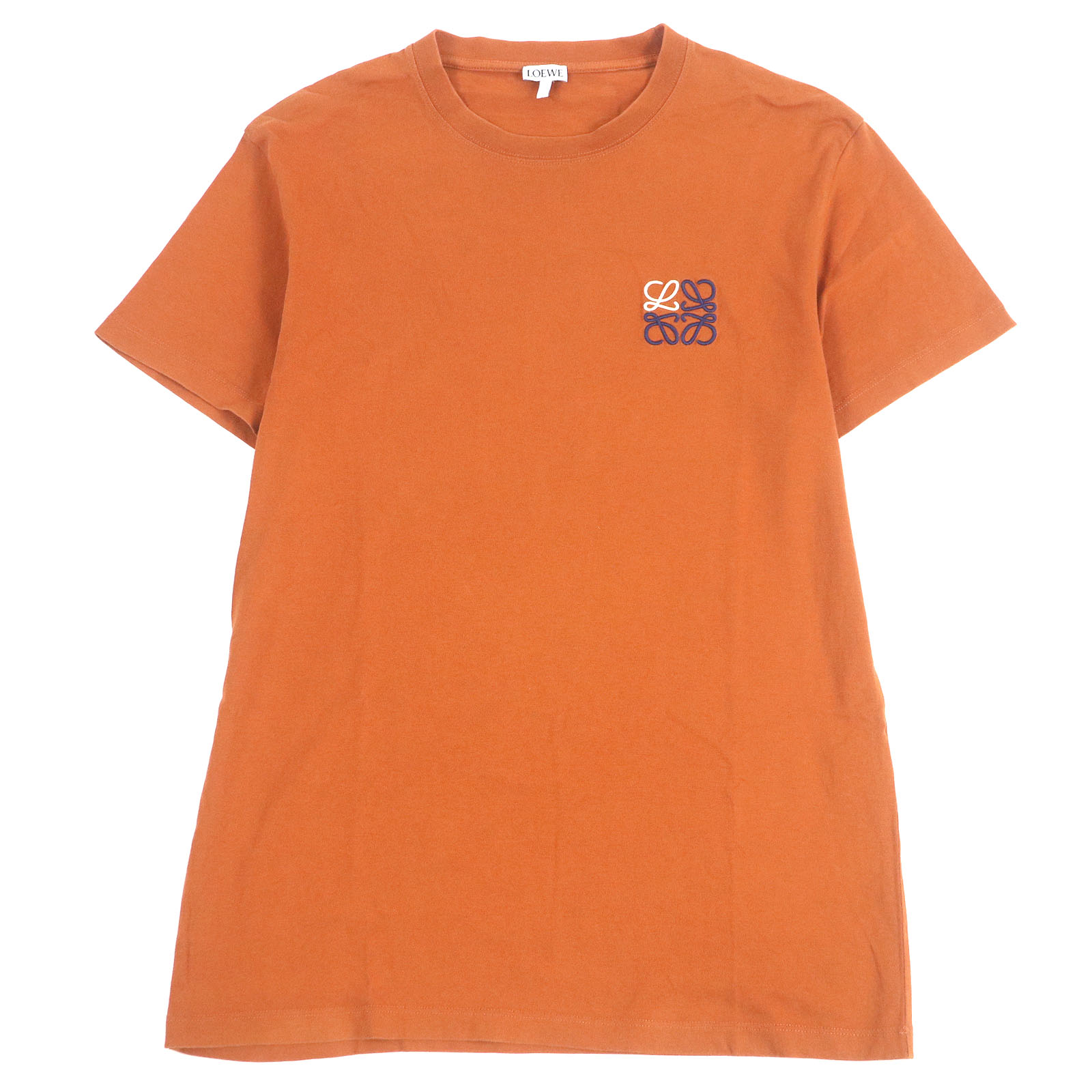極美品□LOEWE ロエベ H526Y22J26 コットン100％ アナグラム刺繍 エンブロイダリー 半袖Ｔシャツ カットソー ブラウン XS 正規品 メンズ【中古】