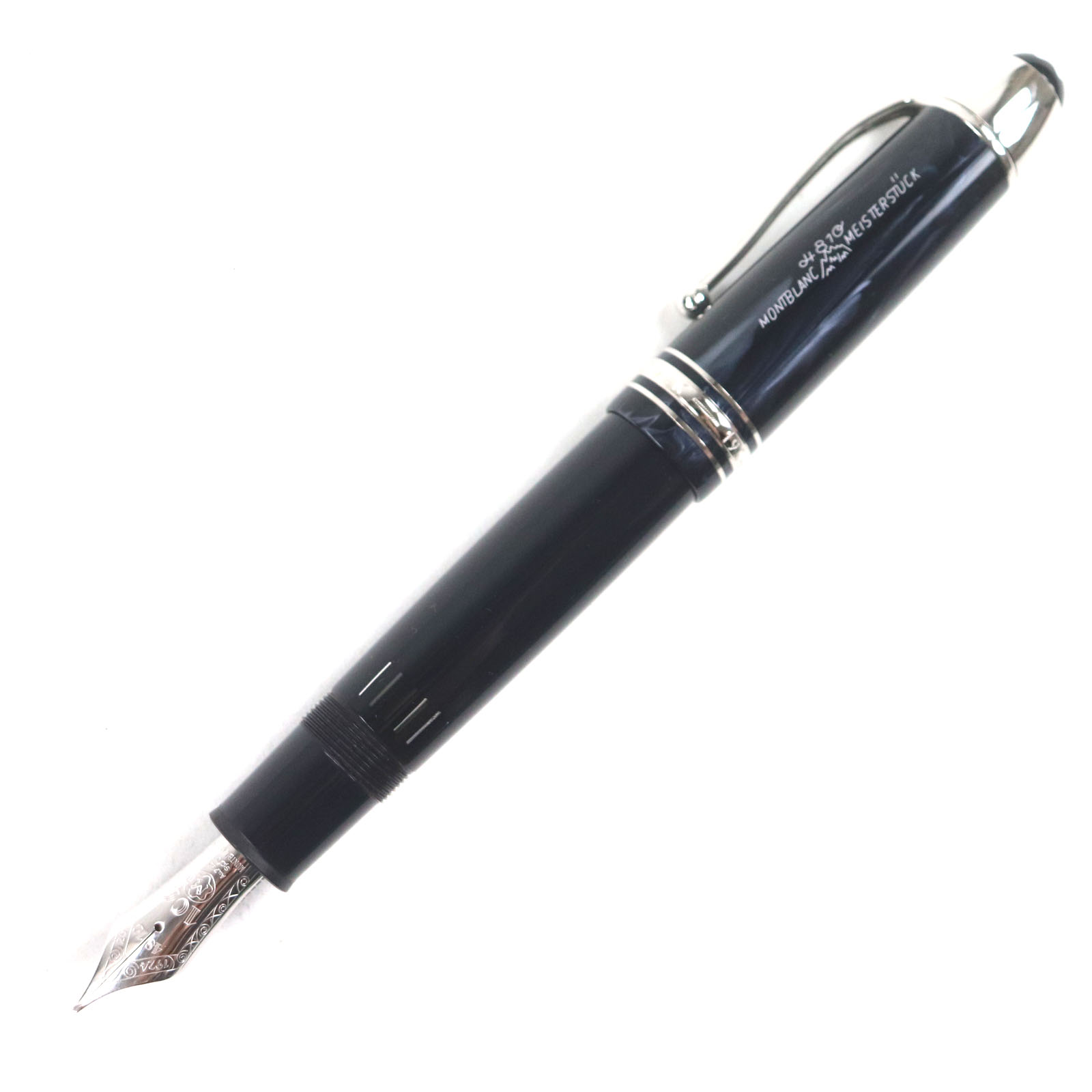 未当てはめる品▼MONTBLANC モンブラン マイスターシュテュック 149 開びゃく 寄せあわせ 書きもの先18K Mニブ 100周年不死化 白いことはやりっ子 筆 黒いこと しろがね色 箱・保護すること袋・容れもの付き添い人 ＦＲＧ製 メンズ【中古】