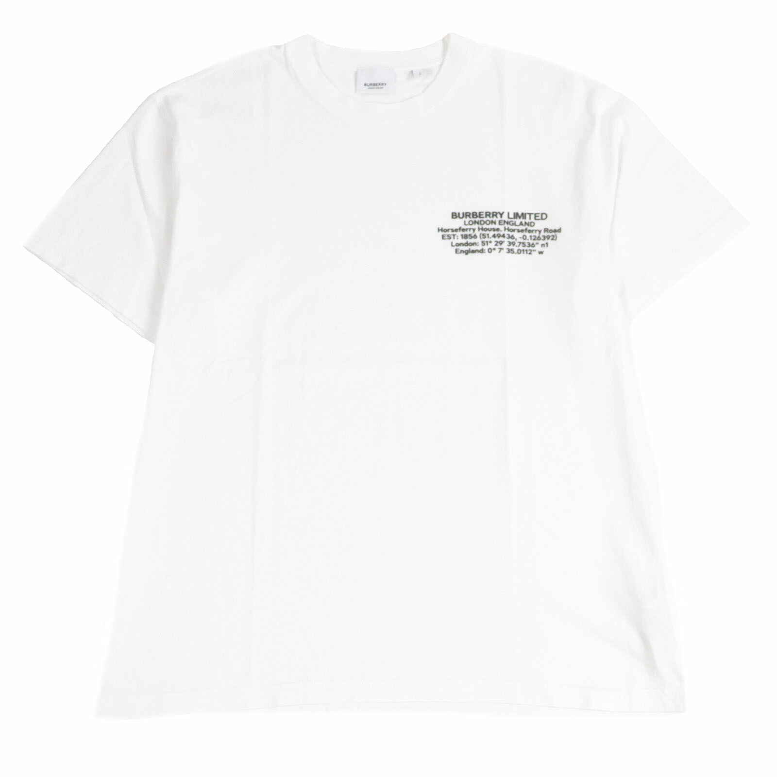 極美品□BURBERRY バーバリー 8042749 リカルドティッシ期 ロゴ入り ショートスリーブ 半袖Ｔシャツ カットソー ホワイト S 正規品 メンズ【中古】 15,840円