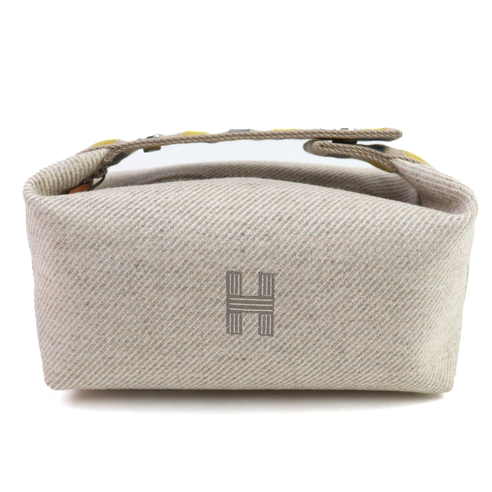 未当て嵌める品△HERMES エルメス ブリッド ア 黒いこと PM オ カレ 羊毛100％ セーグル しろがね色金具 セリエボタン ハンドバック 車寄せ 箱付き添い人 フランス共和国製 レディース【中古】